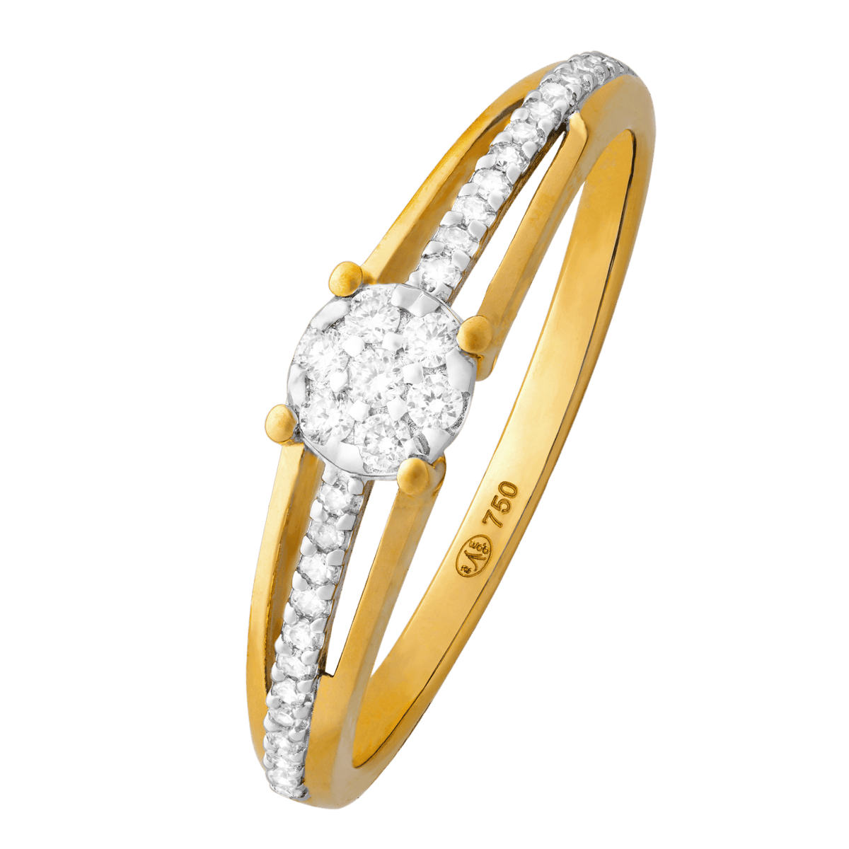 Bague diamants 0,142 ct — Or 18 carats, taille 54