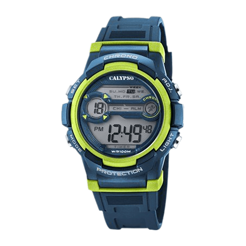 Montre Enfant Calypso "Digital Crush" Boîtier Résine Bleu Canard 40mm, Digital, Bracelet Résine Bleu Étanche 100m – K5808/3
