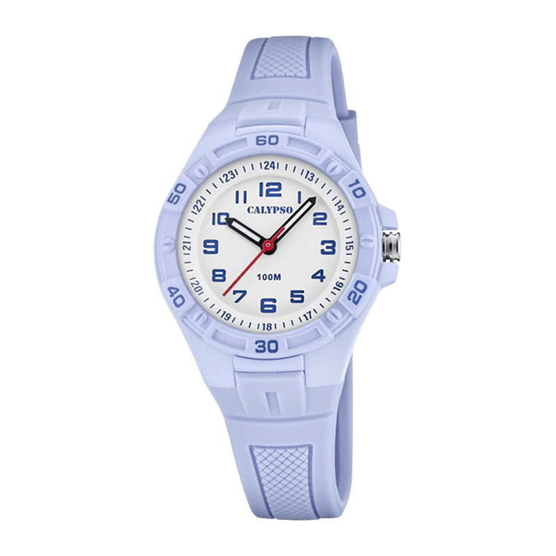 Montre Fille Calypso "Junior Collection" – Boîtier Plastique, Bracelet Silicone Bleu, Analogique Étanche 100m – K5832/3
