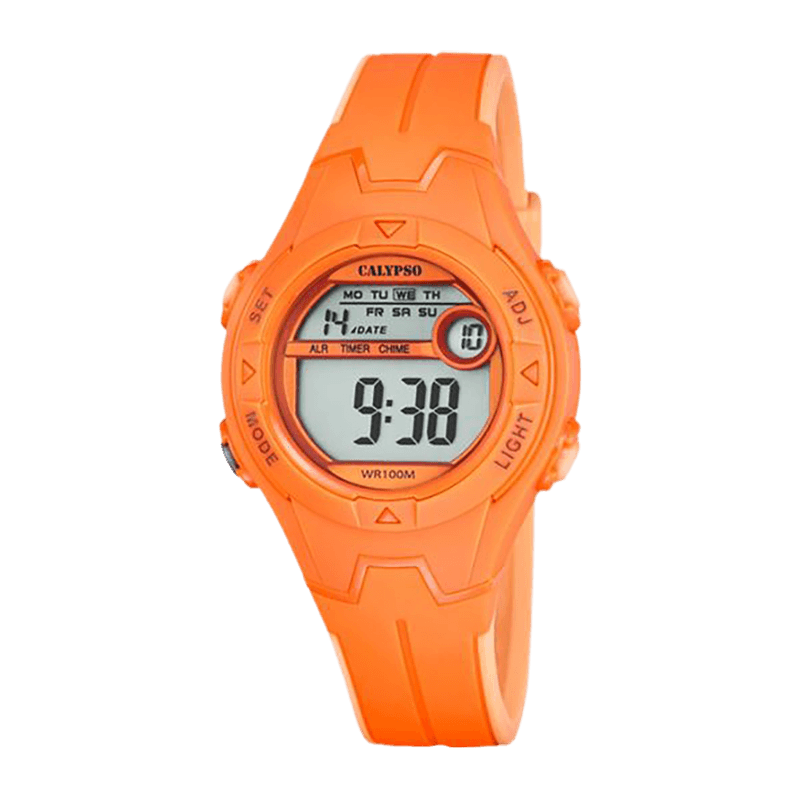 Montre Mixte Calypso "Junior Collection"  Boîtier Plastique Orange 36.5-37mm, Digital, Bracelet Silicone Orange – K5849/4