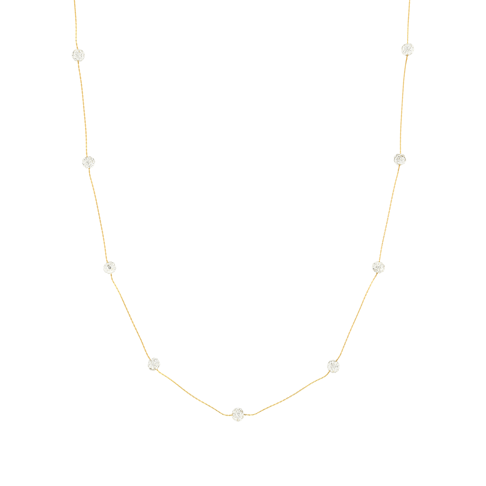collier sautoir callas acier doré boule cristal preciosa