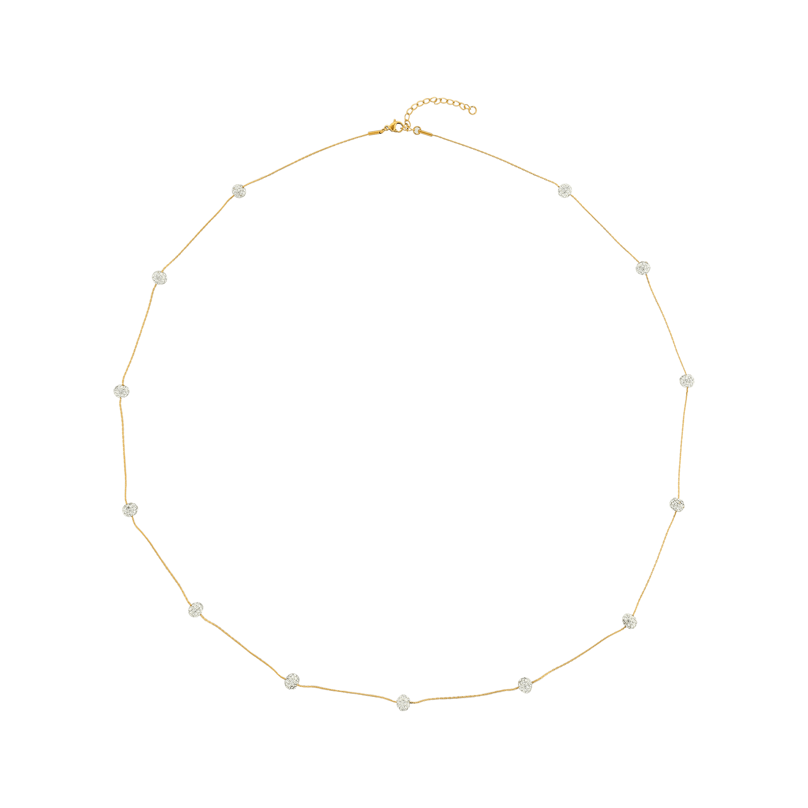 collier sautoir callas acier doré boule cristal preciosa