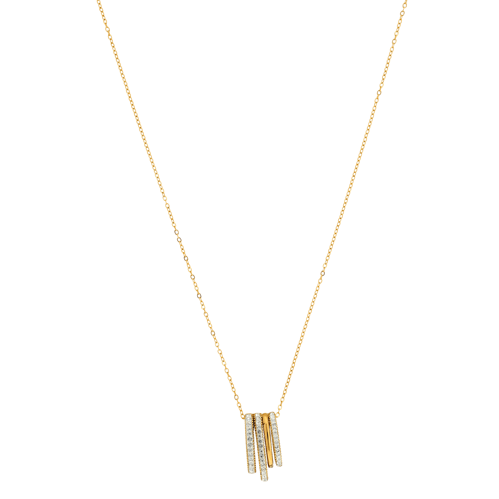 Collier Callas Acier doré Pendentif fantaisie trois branches Cristal Preciosa