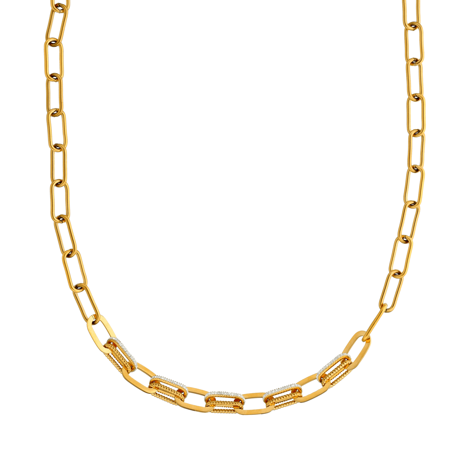 Collier Callas Acier doré maille forçat Cristal Preciosa