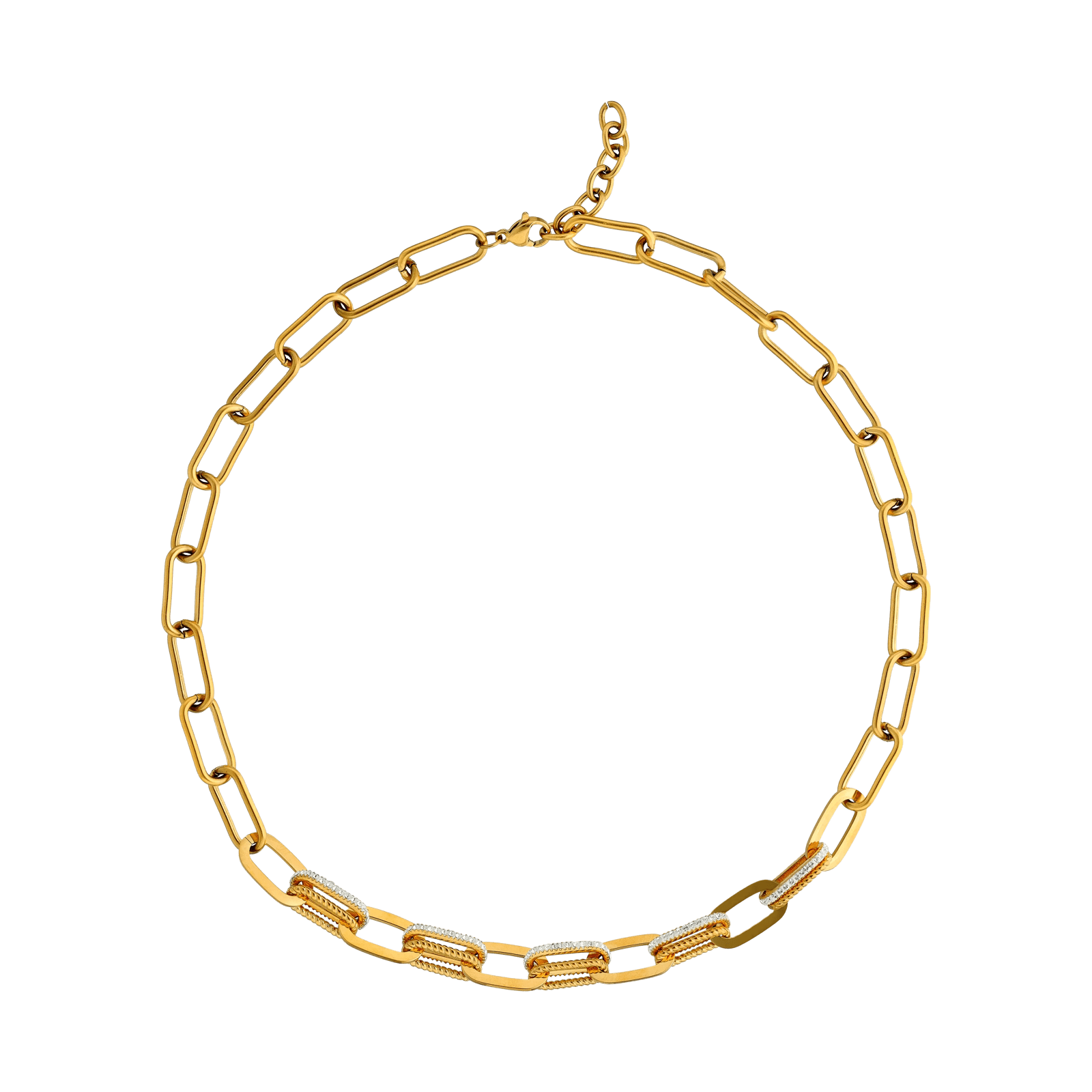 Collier Callas Acier doré maille forçat Cristal Preciosa