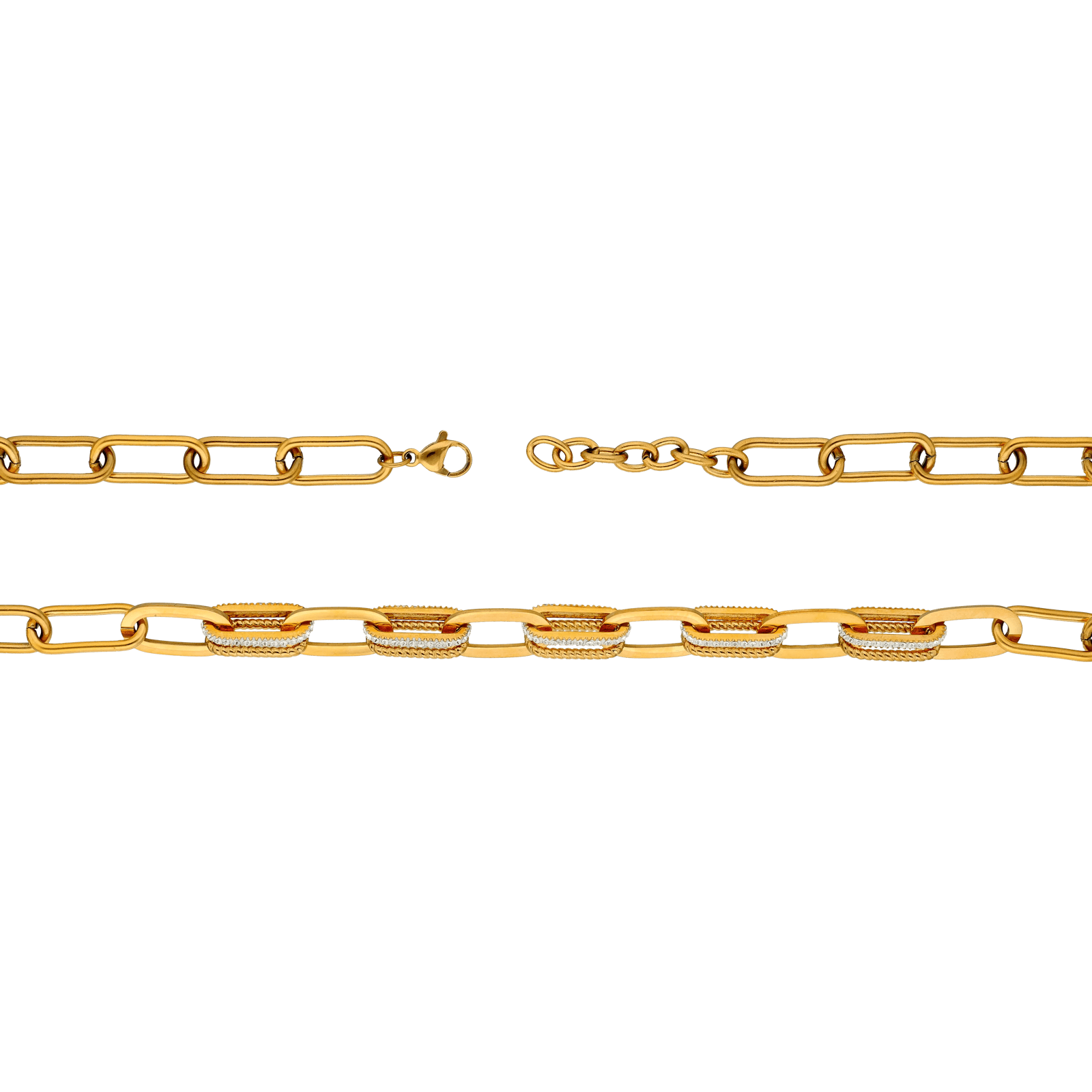 Collier Callas Acier doré maille forçat Cristal Preciosa