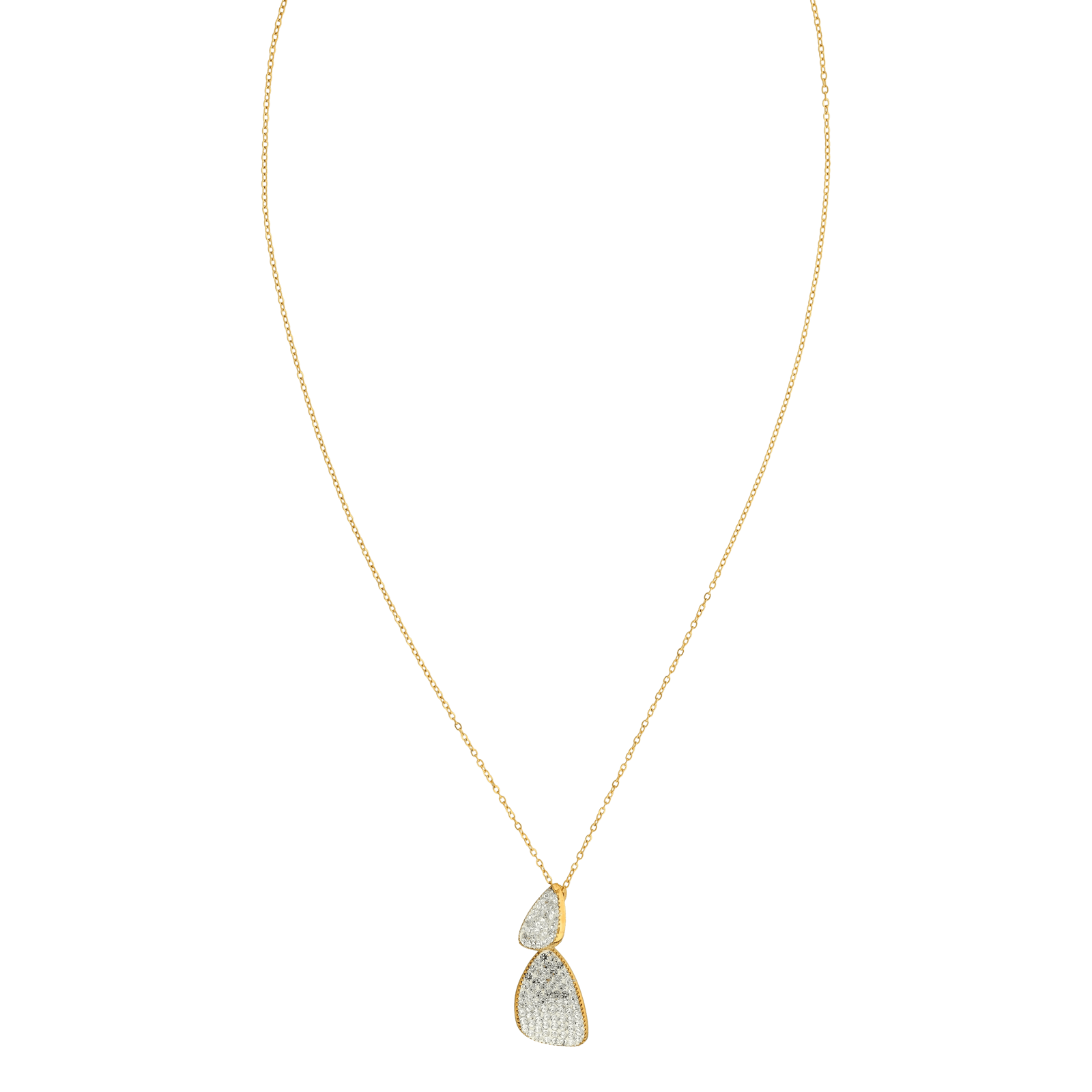 Collier Callas Acier doré Pendentif fantaisie Cristal Preciosa