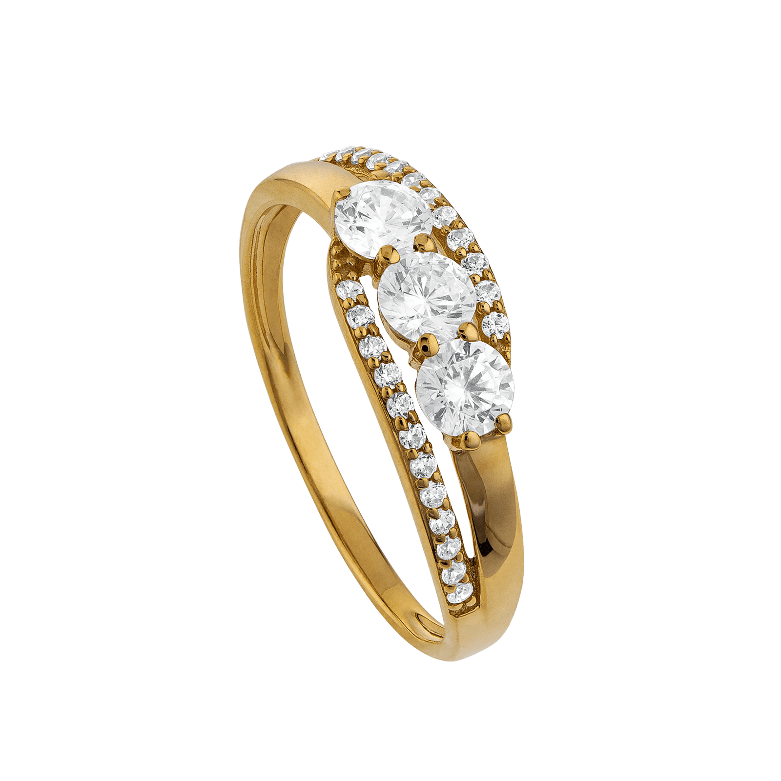Bague trilogie fantaisie, oxydes — Or 9 carats, taille 56