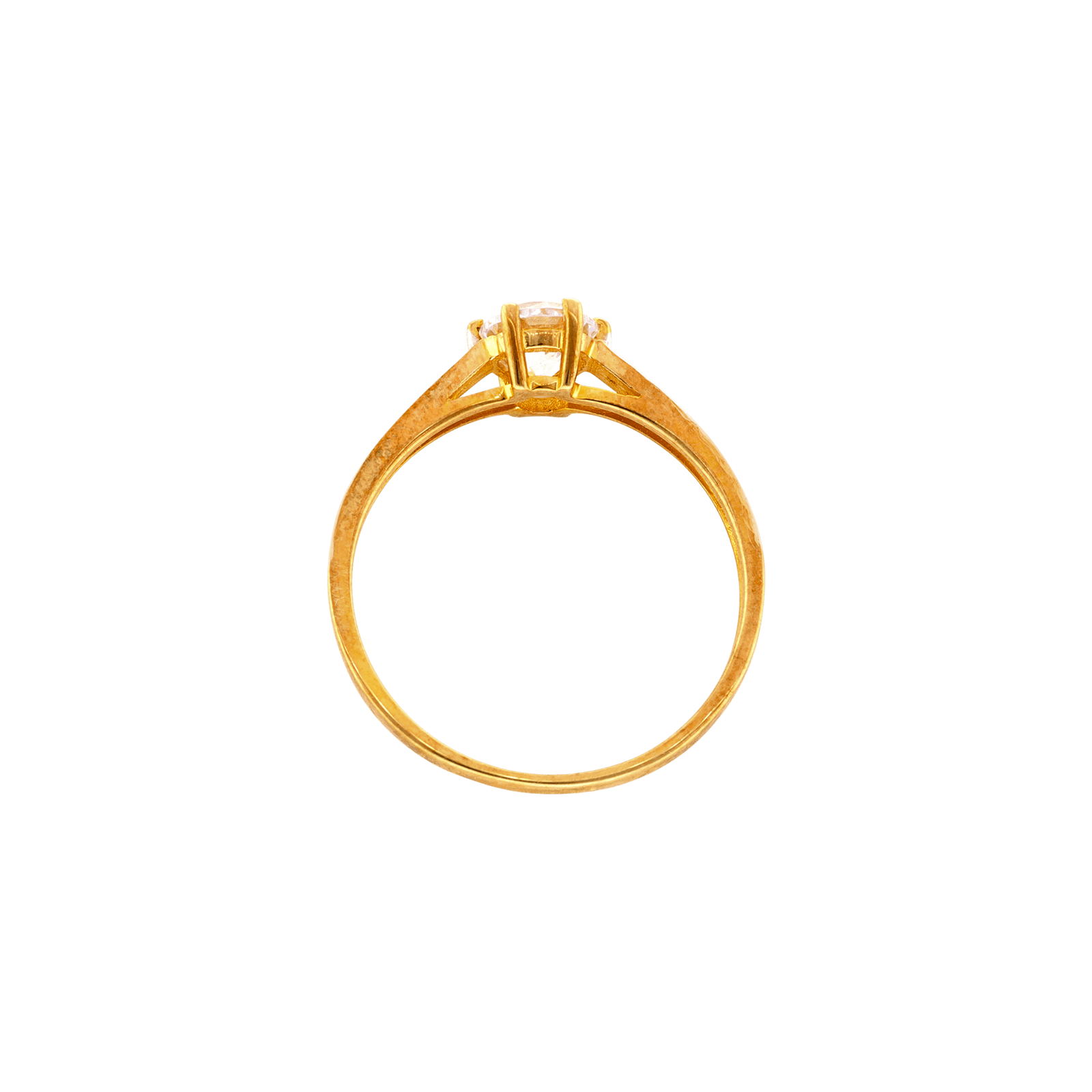 Bague solitaire accompagné oxyde de zirconium — Or 9 carats — taille 52