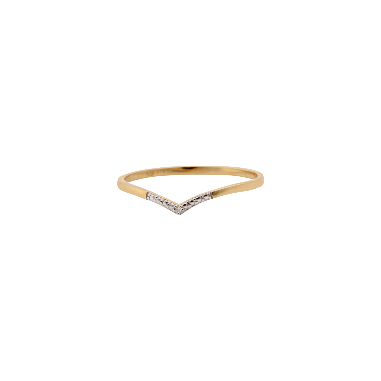 Bague en V, pavage 1 diamant — Or 9 carats, taille 50