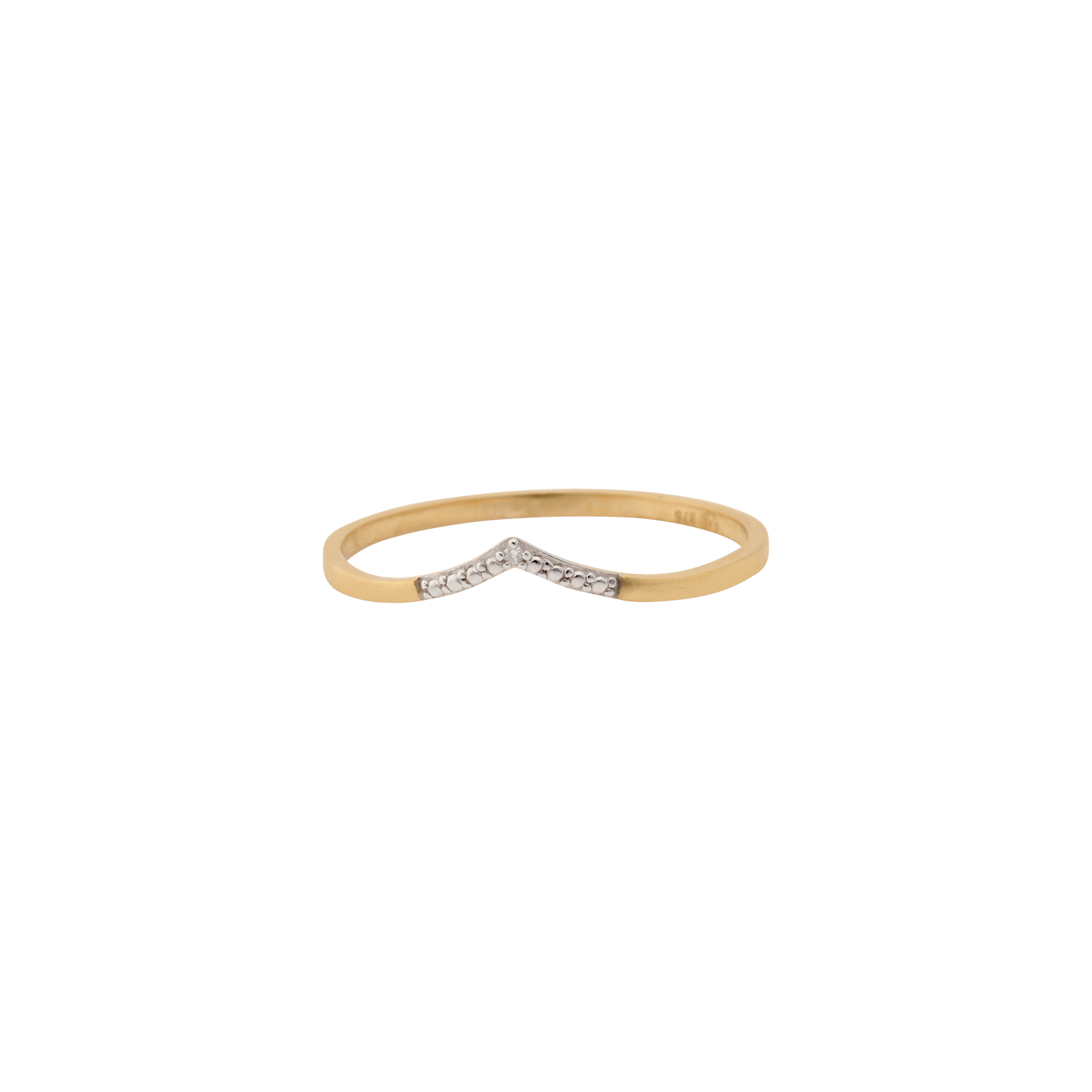 Bague en V, pavage 1 diamant — Or 9 carats, taille 54