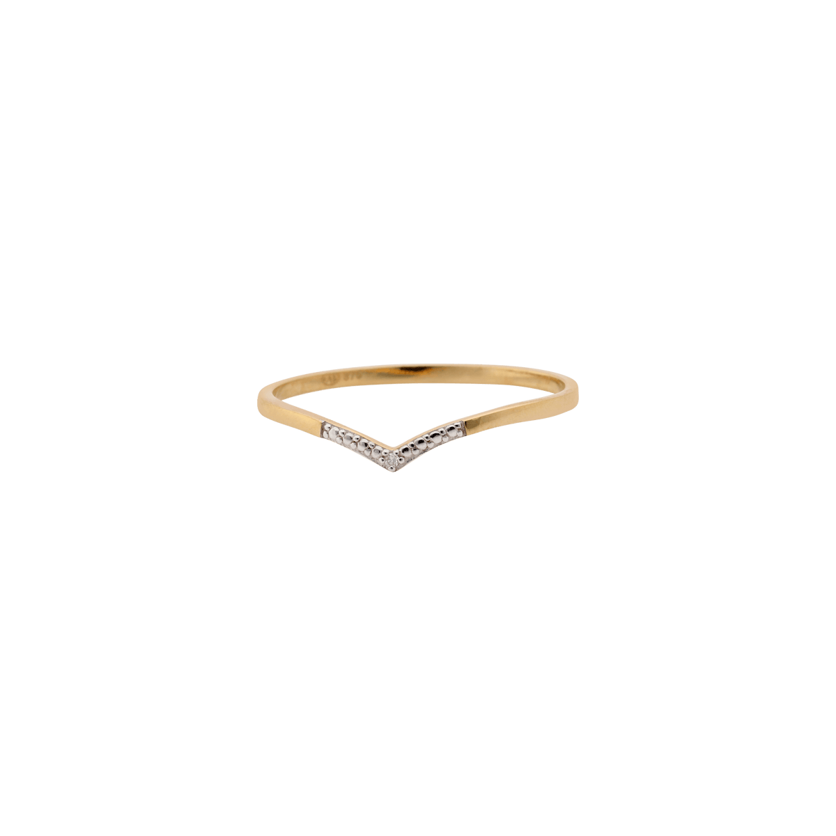 Bague en V, pavage 1 diamant — Or 9 carats, taille 54