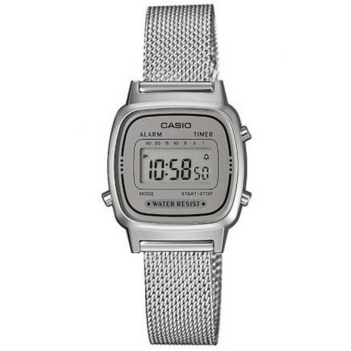 Montre Mixte Casio Vintage LA670WEM-7EF - Bracelet Acier Milanais Argenté