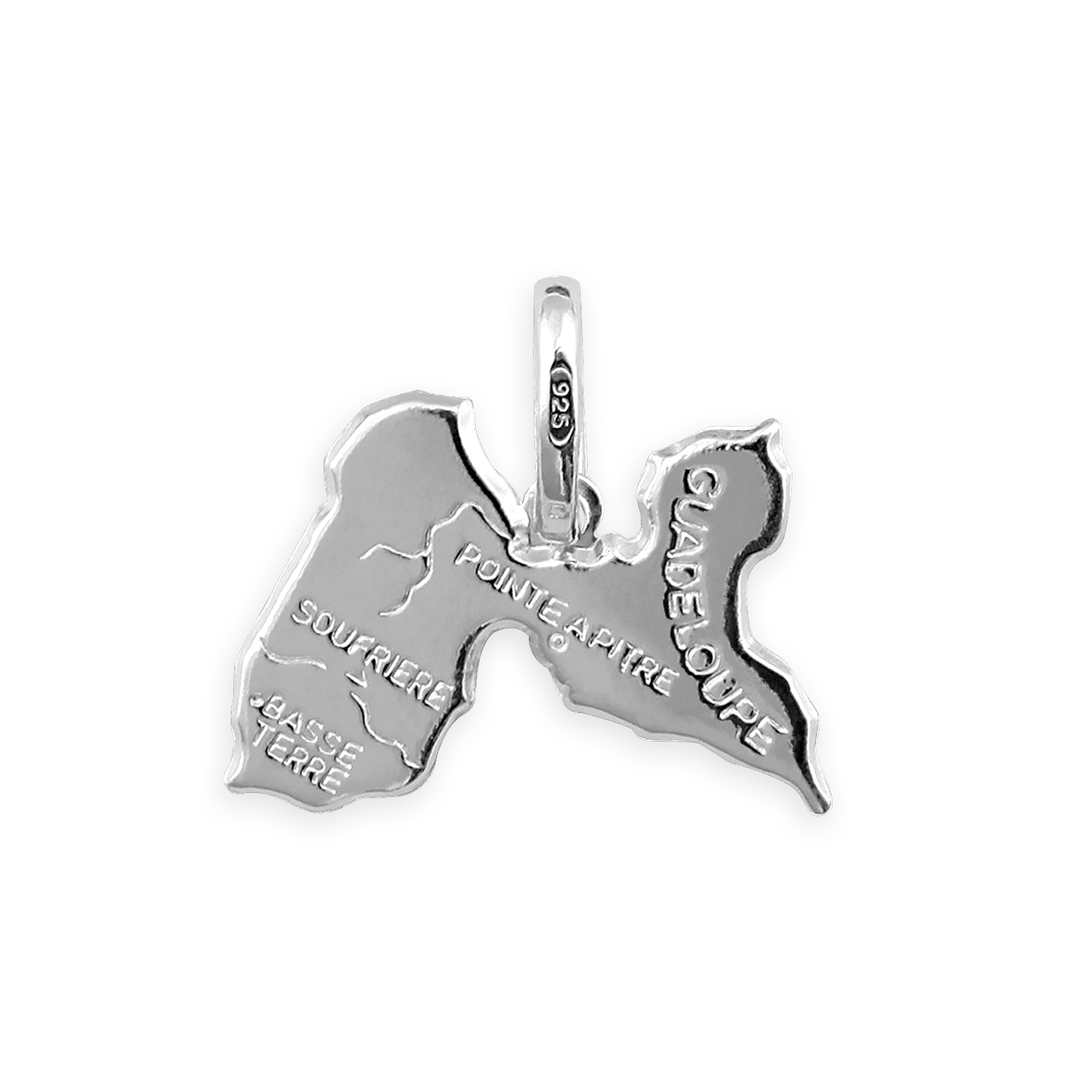Pendentif Argent925 Carte Guadeloupe avec bélière