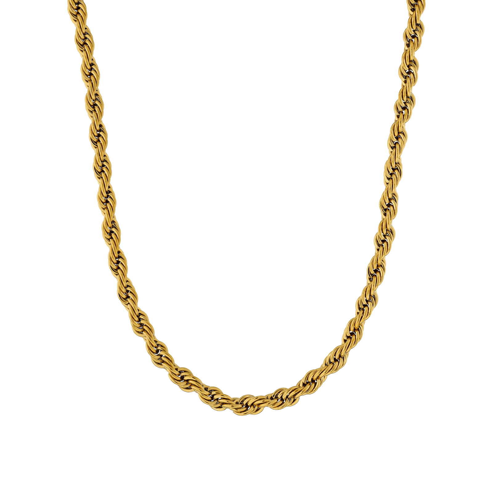 Collier Acier Jaune Maille Corde 6mm 70cm