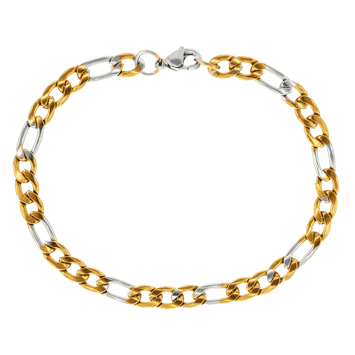 Bracelet Callas en acier bicolore maille alternée un pour trois de 6,5 mm, 19 cm