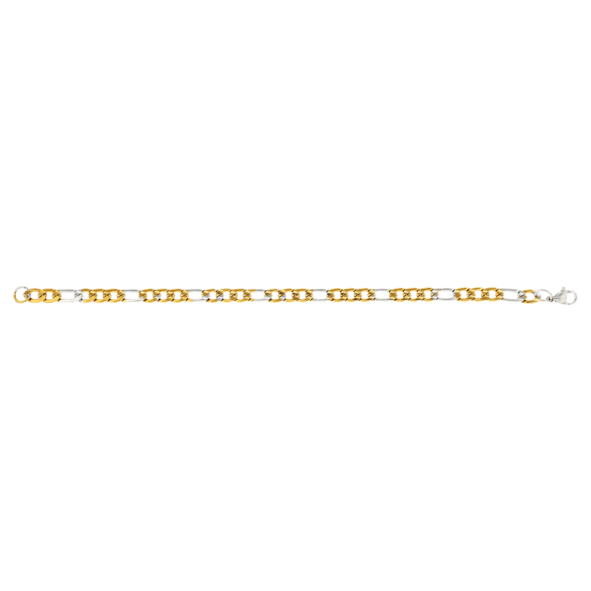 Bracelet Callas en acier bicolore maille alternée un pour trois de 6,5 mm, 19 cm