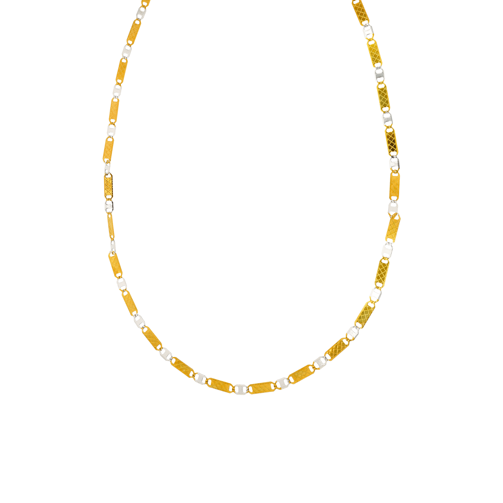 fantaisie alternée maille acier et acier doré 60cm