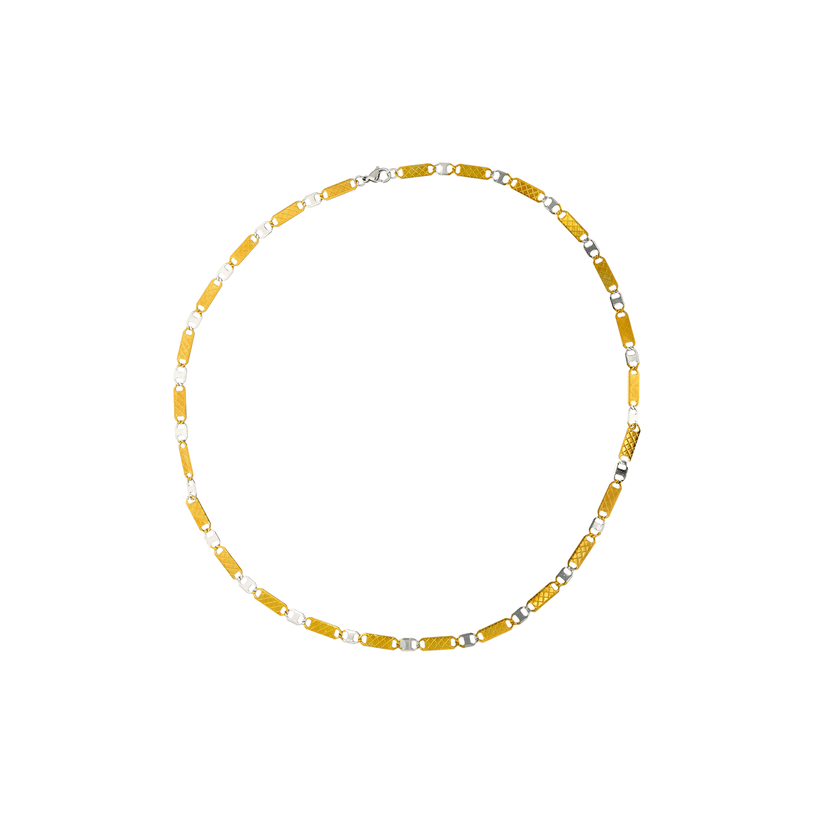 fantaisie alternée maille acier et acier doré 60cm