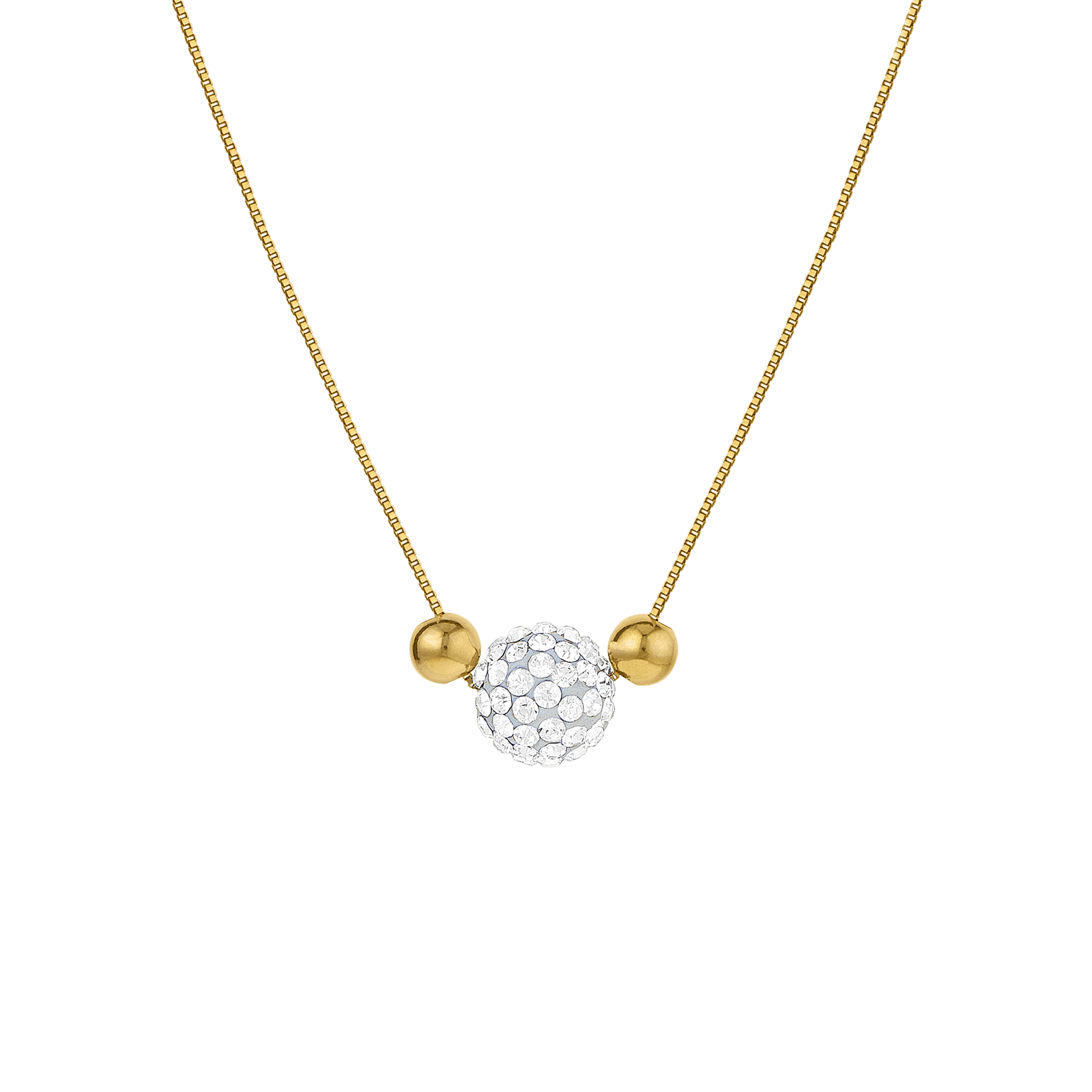 collier antillais centre boule cristal 8 mm + 2 boules lisses 4 mm 42 mm