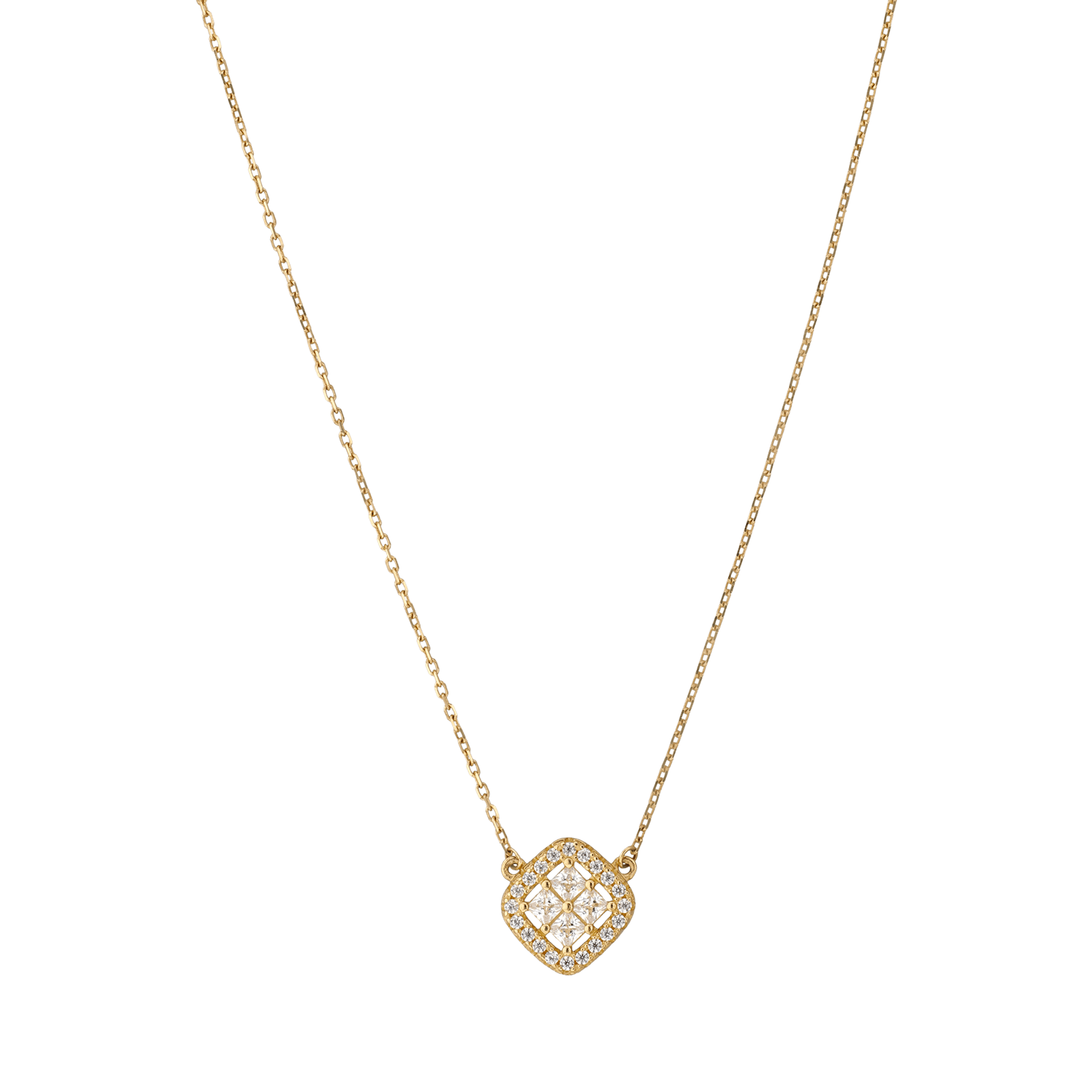 collier fantaisie losange pavé oxyde de zirconium plus 4 de zirconium 40 plus 5 mm