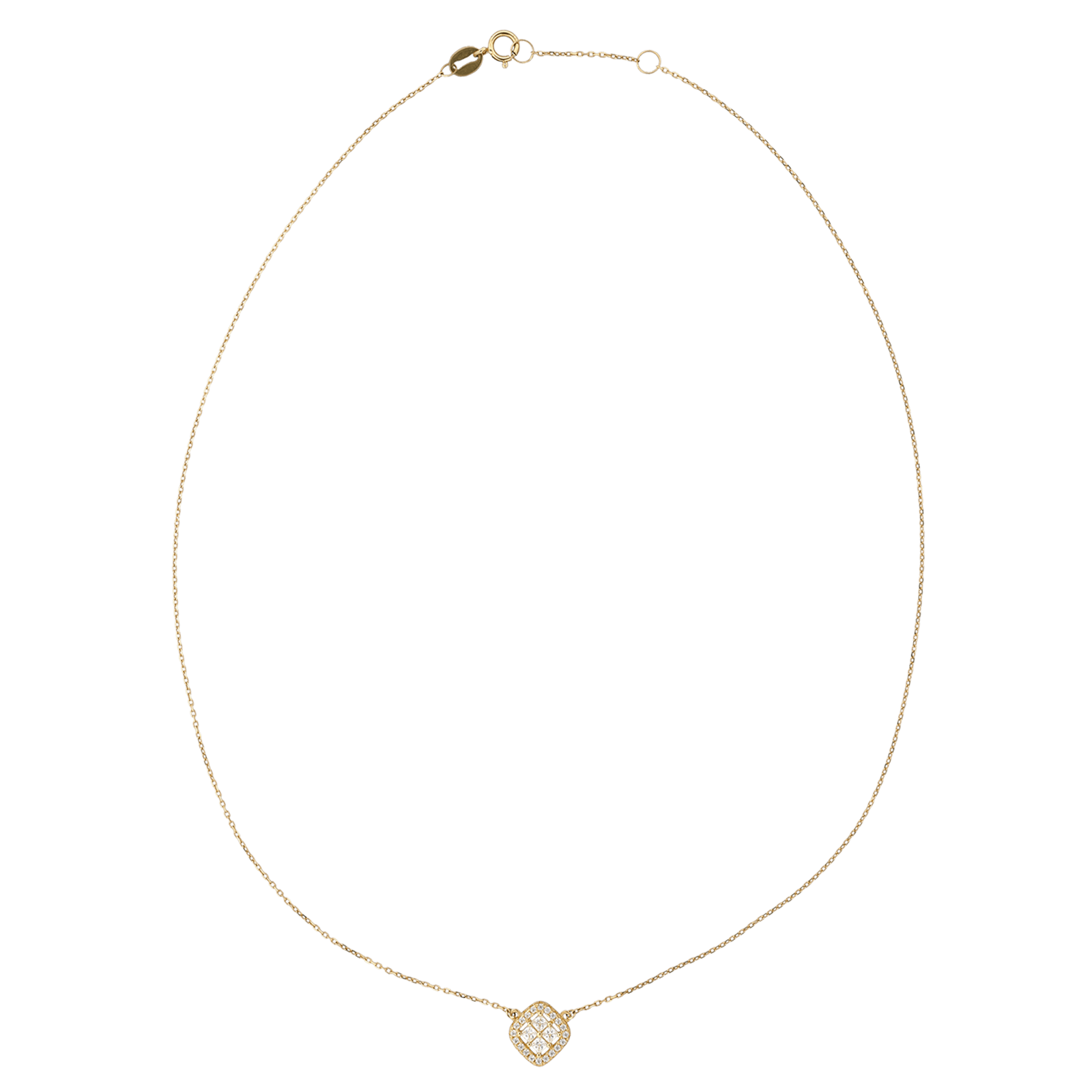collier fantaisie losange pavé oxyde de zirconium plus 4 de zirconium 40 plus 5 mm