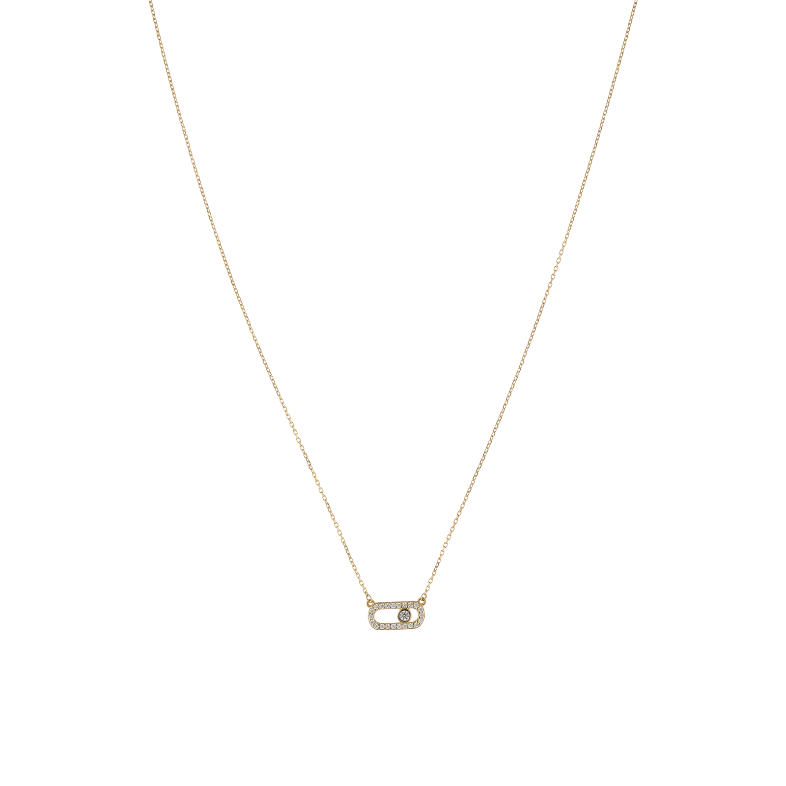 Collier rectangle arrondi Pavé Oxyde de Zirconium 40 plus 5 centimètres