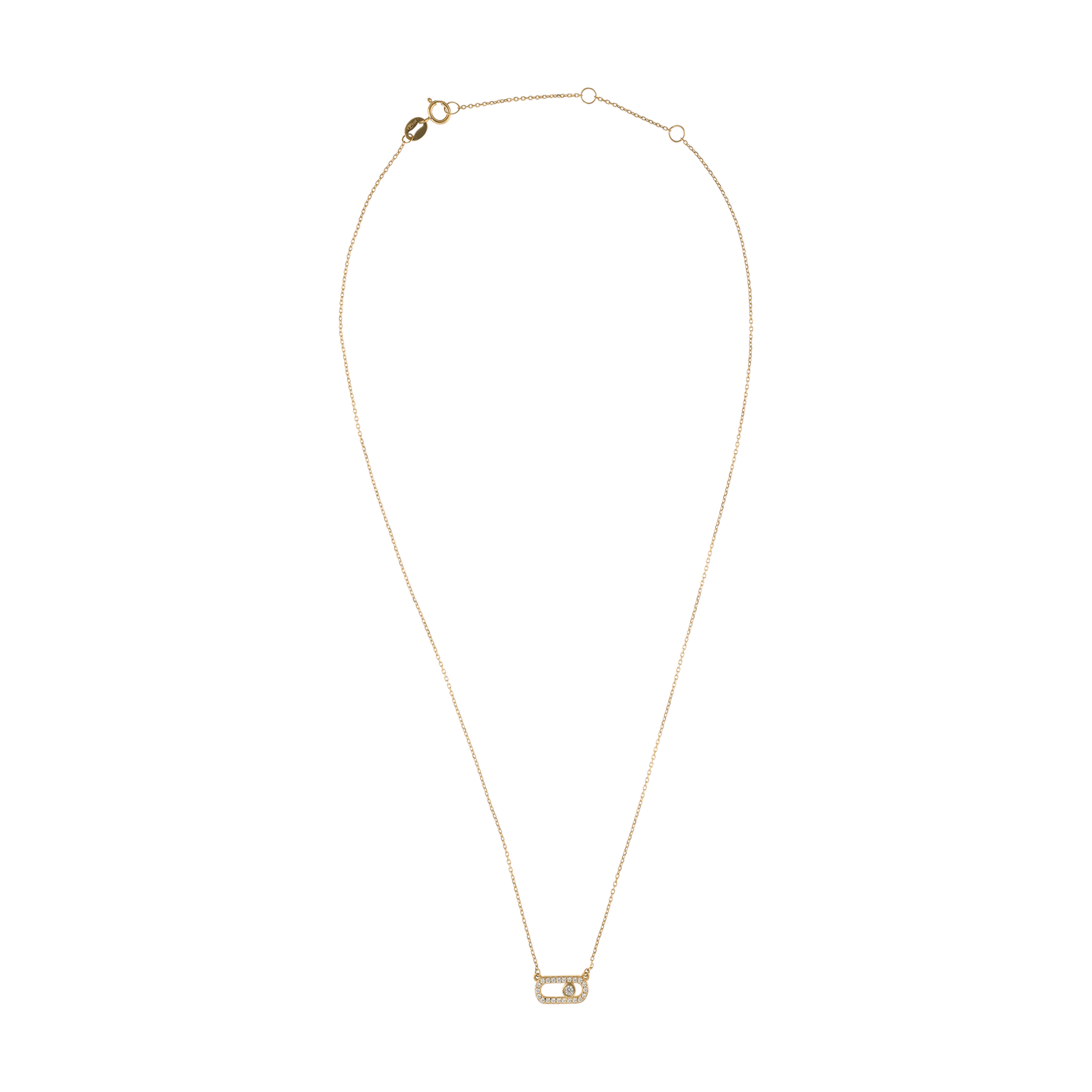 Collier rectangle arrondi Pavé Oxyde de Zirconium 40 plus 5 centimètres
