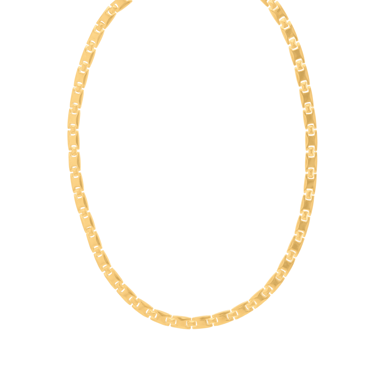 Collier Callas en acier doré maille plate, 55 cm