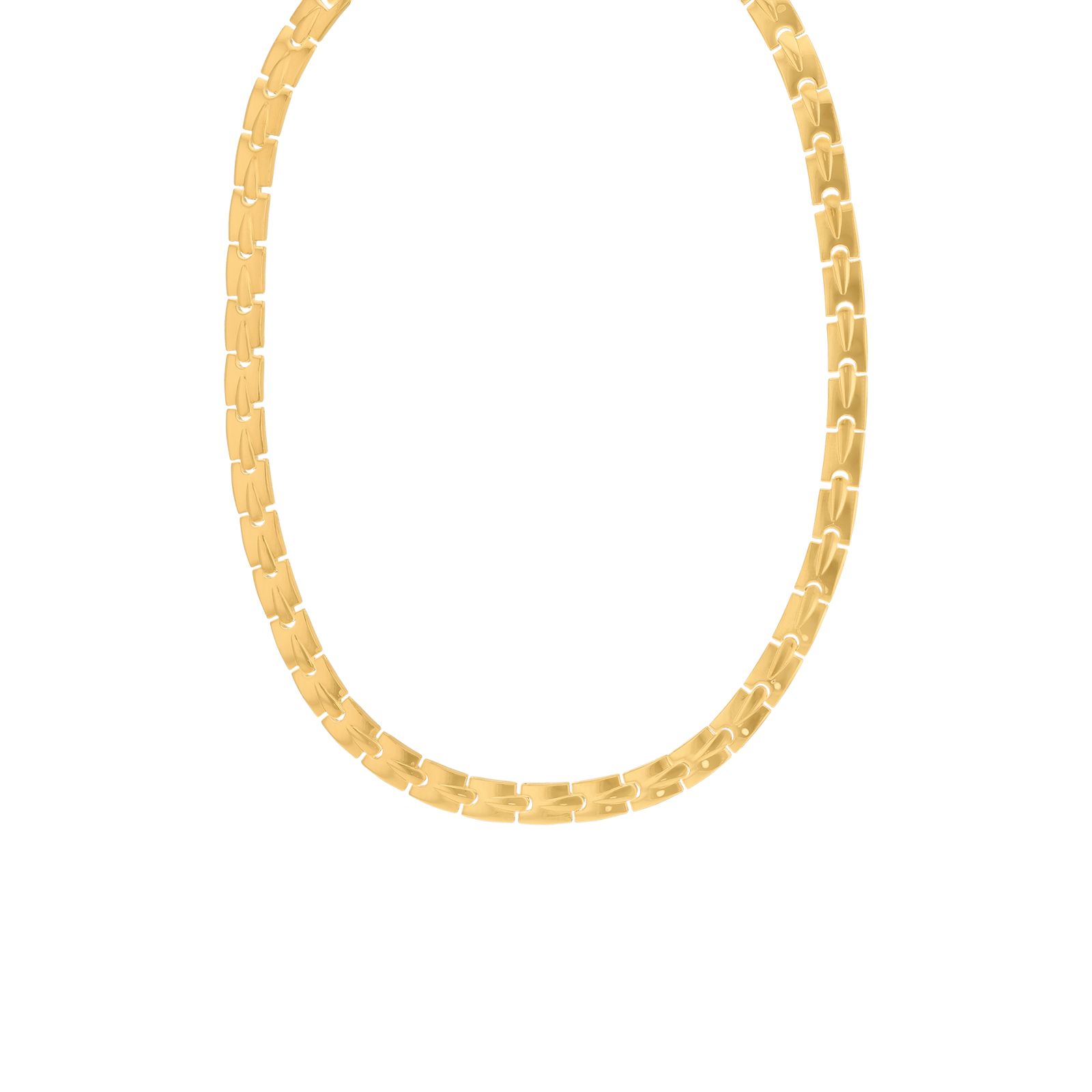 Collier Callas en acier doré maille plate, 50 cm