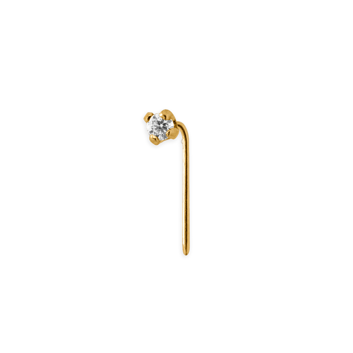 Piercing Nez Or 375 6mm Tige Courbée Zirconium 1.5mm Griffes