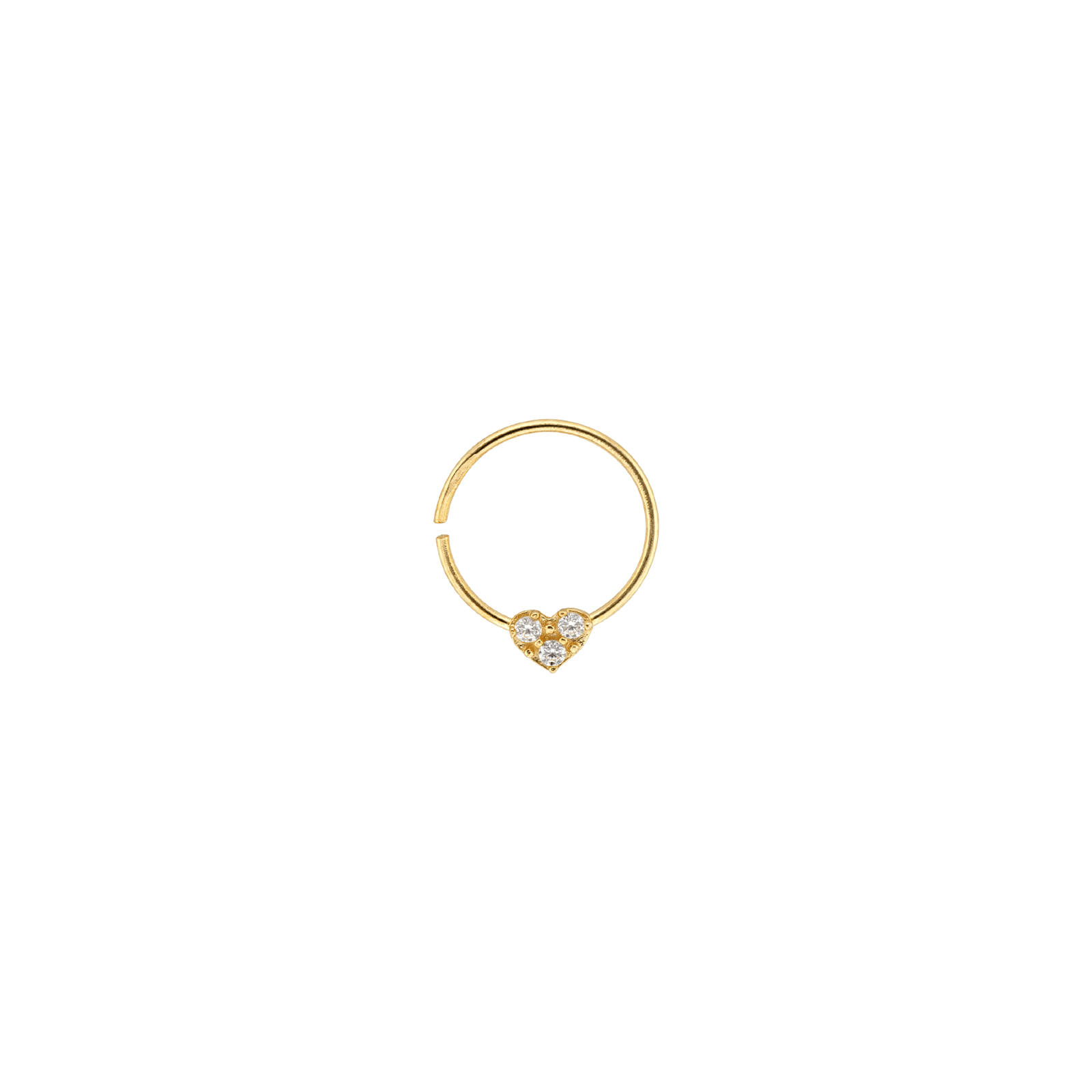 BOUCLE DE NEZ TOUT OR bouton de nez Or Jaune anneau avec coeur Oxyde