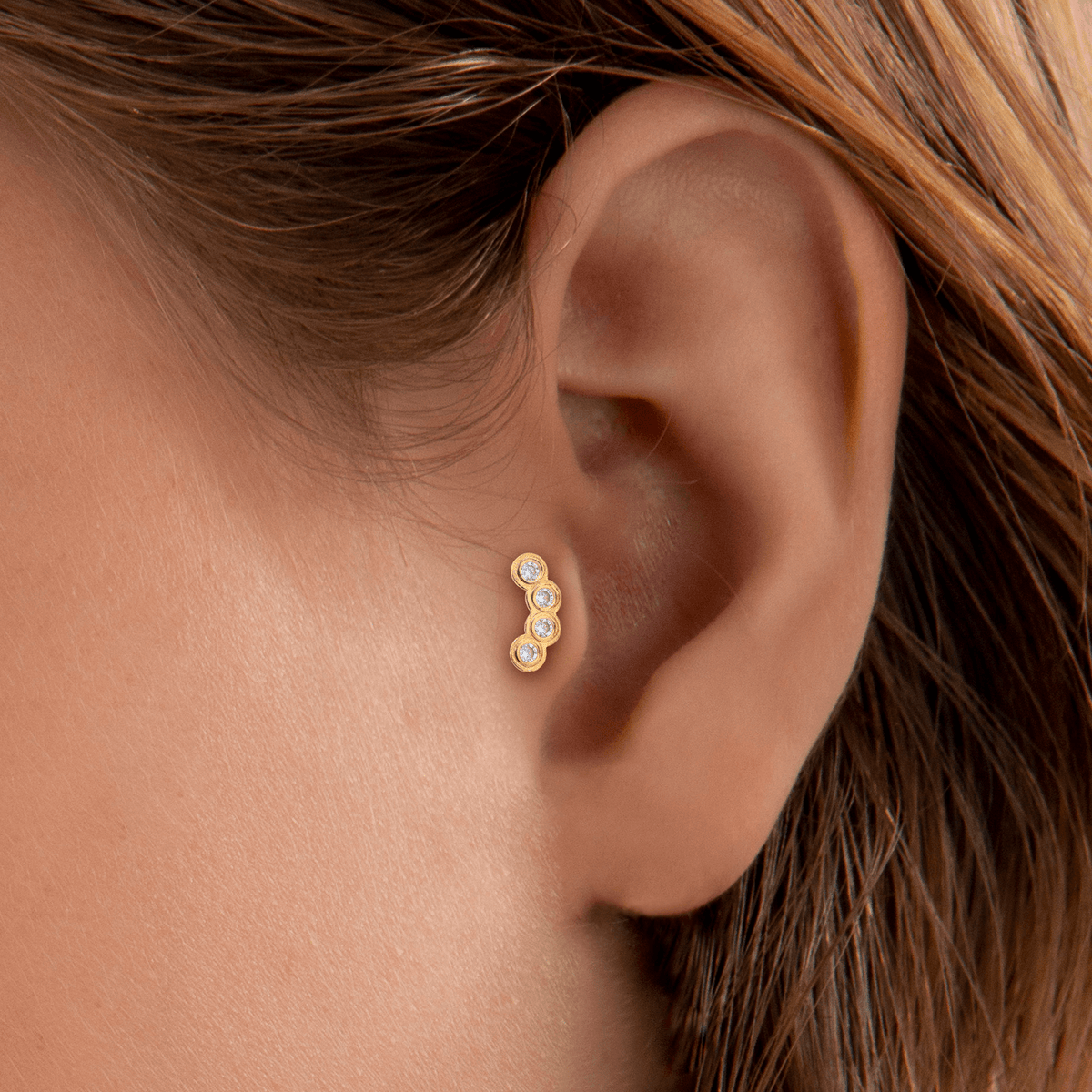 Piercing Tragus Or 375 7.6mm Tige 5mm 0.7mm 4 Zirconium 3.5*7.8mm