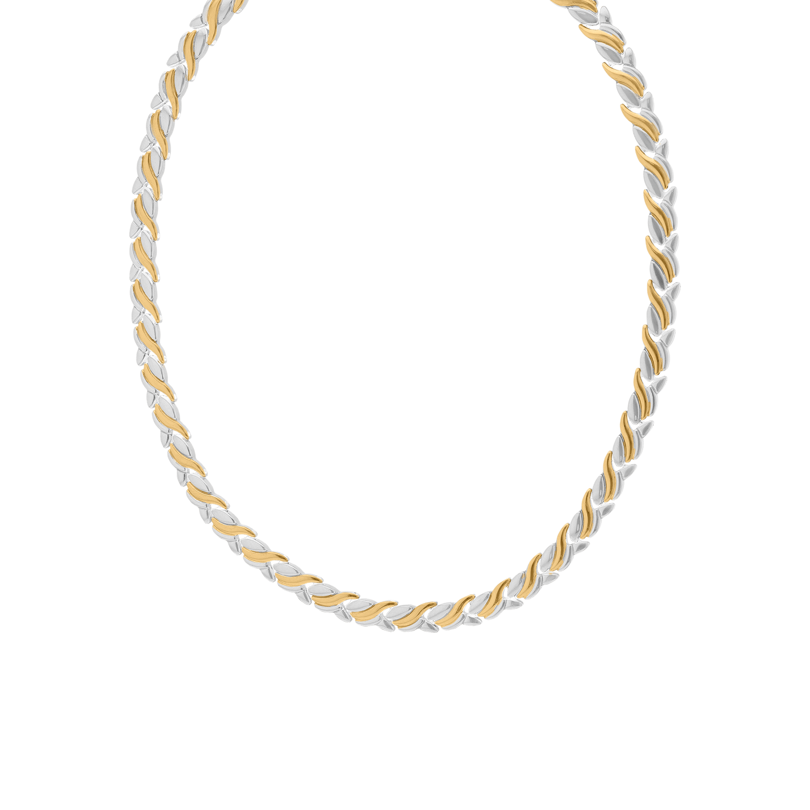 Collier Callas en acier bicolore maille plate, 43 cm