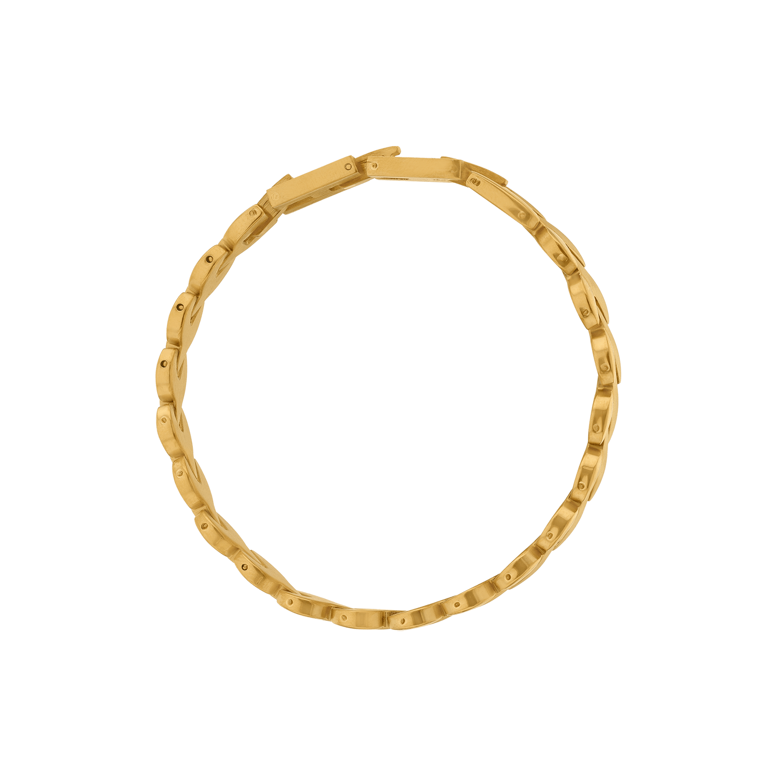 Bracelet Callas en acier doré maille feuille, 20 cm