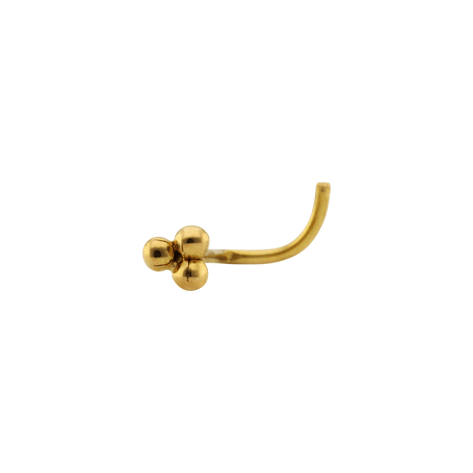 piercing nez or 18 carats Or Jaune trois boules en triangle