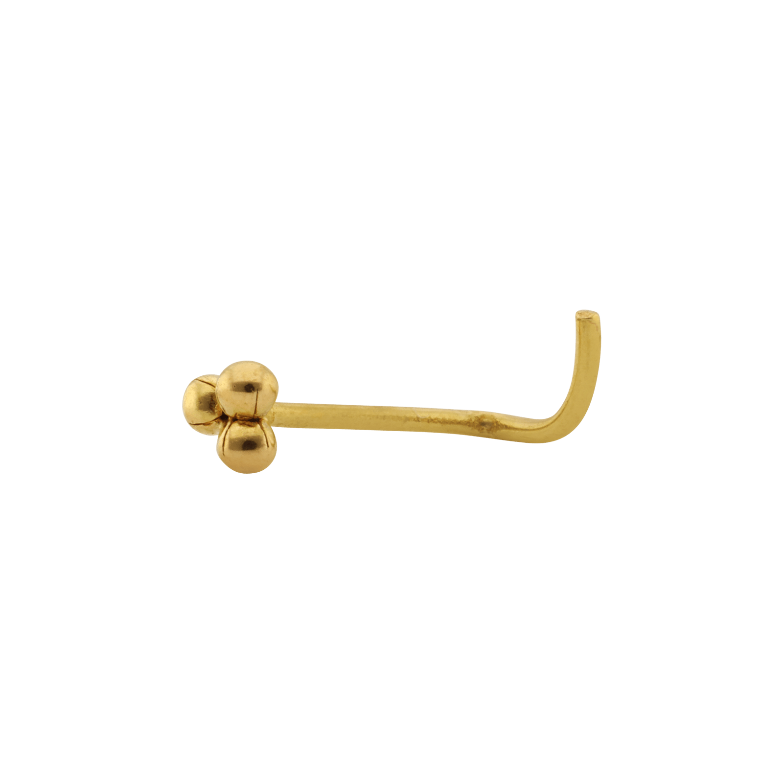 piercing nez or 18 carats Or Jaune trois boules en triangle