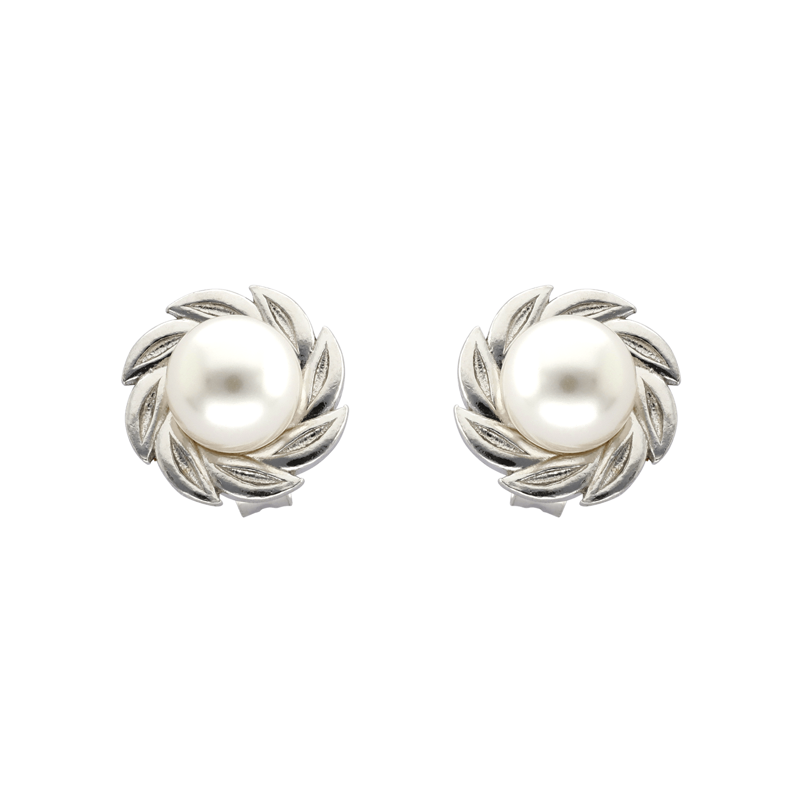 Boucles d'Oreilles Argent puce intérieur Perle blanche