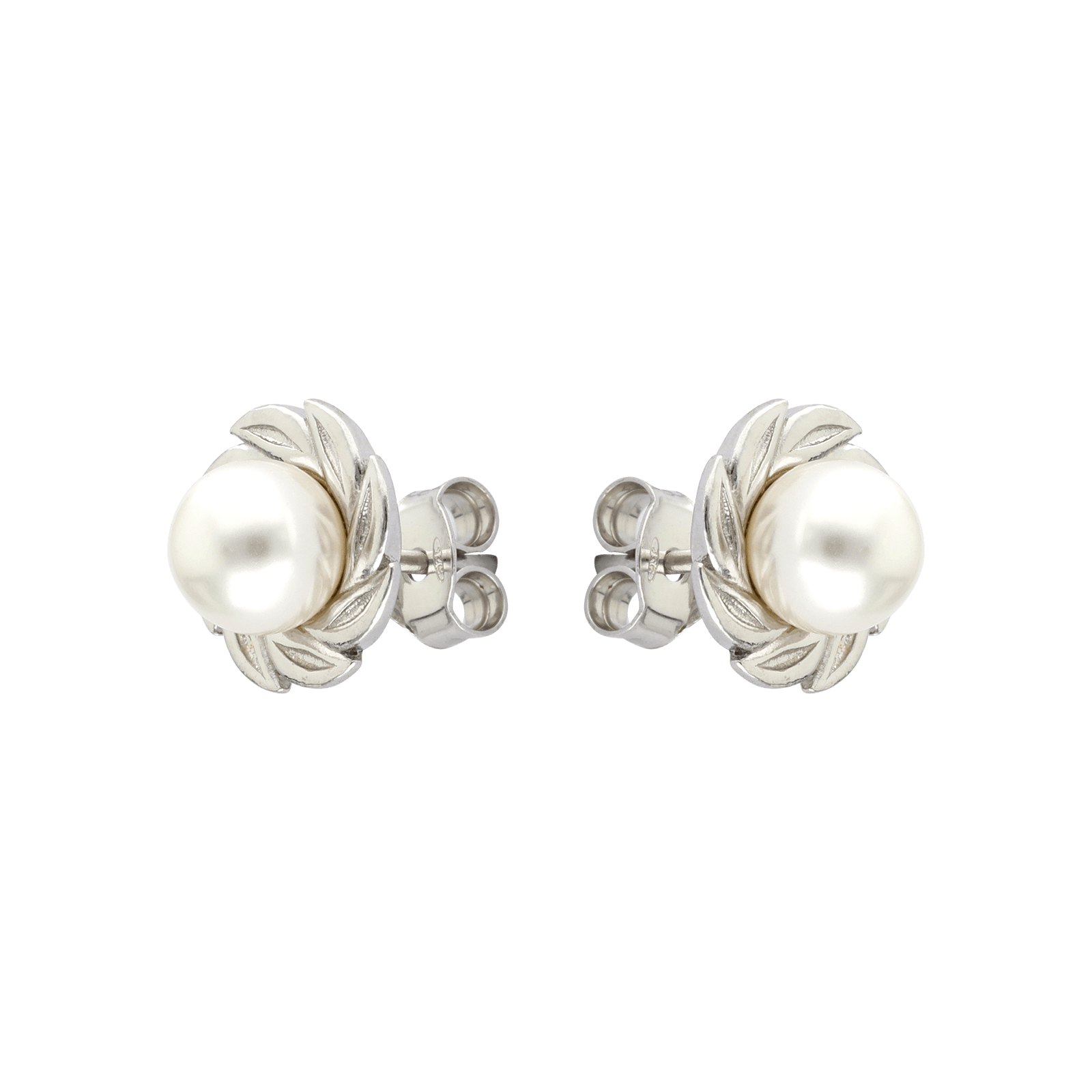 Boucles d'Oreilles Argent puce intérieur Perle blanche