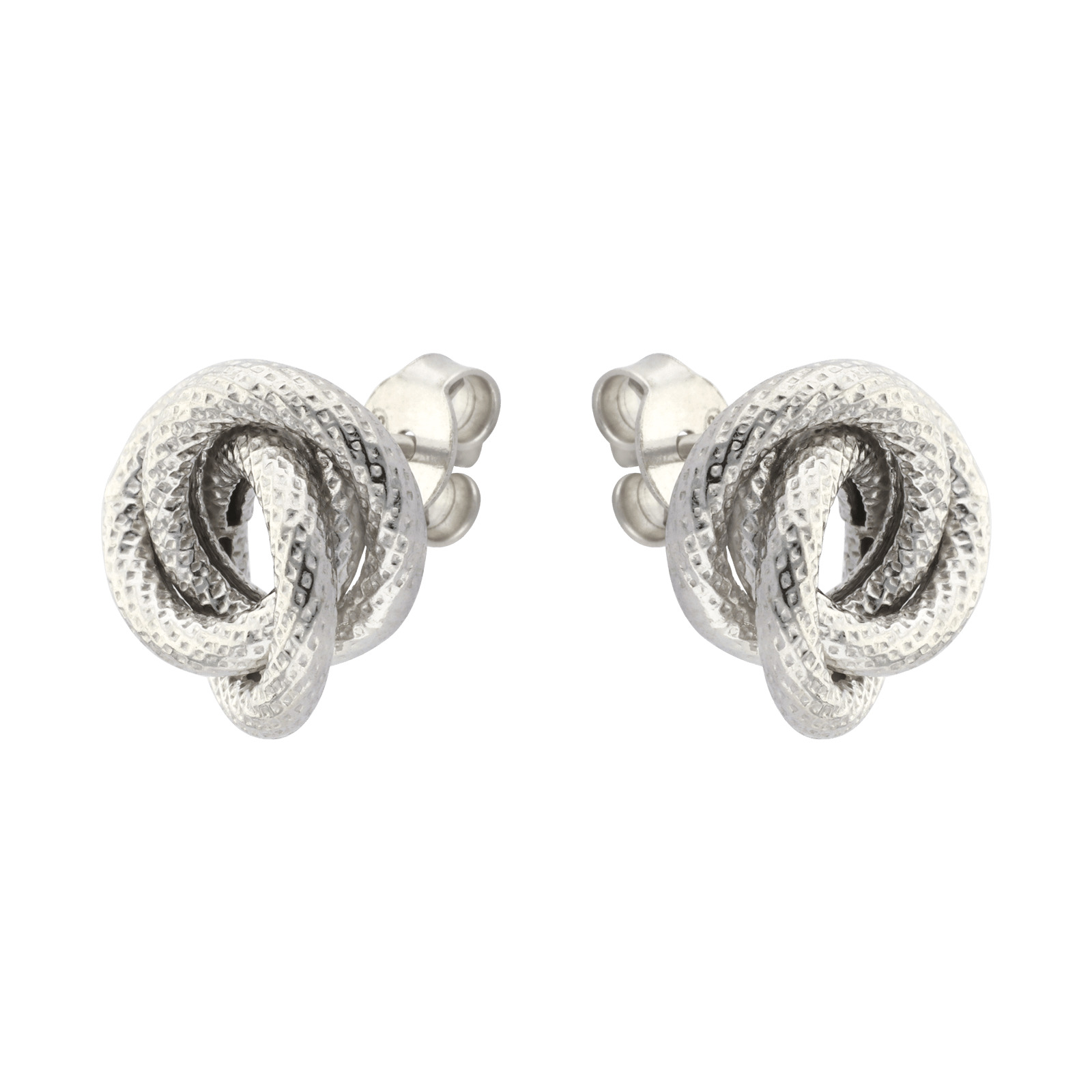Boucles d'Oreilles Argent puce cercles entrelacés texturée
