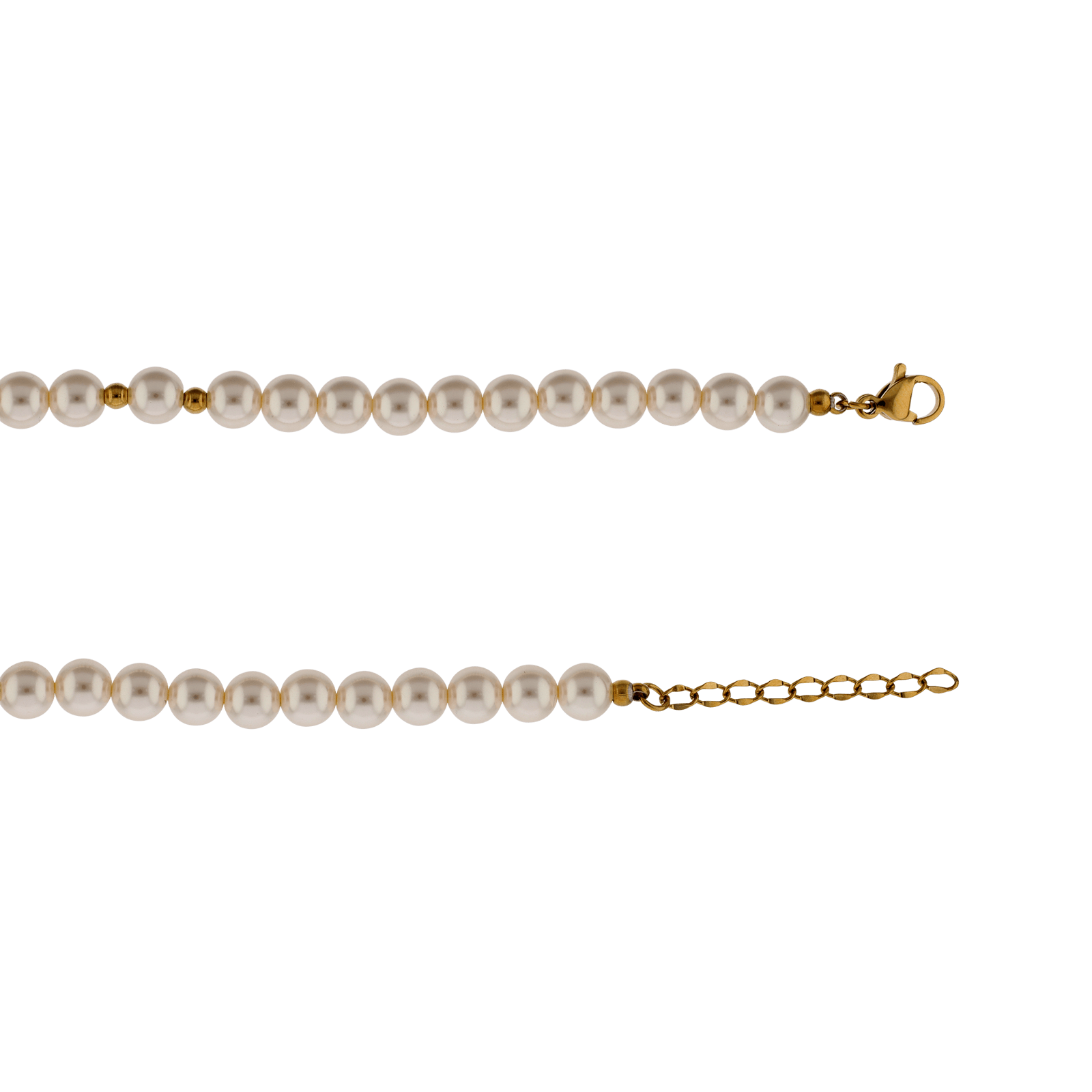 Collier Callas Acier doré boule et perle pendentif coeur brossé 42 plus 3 centimètres
