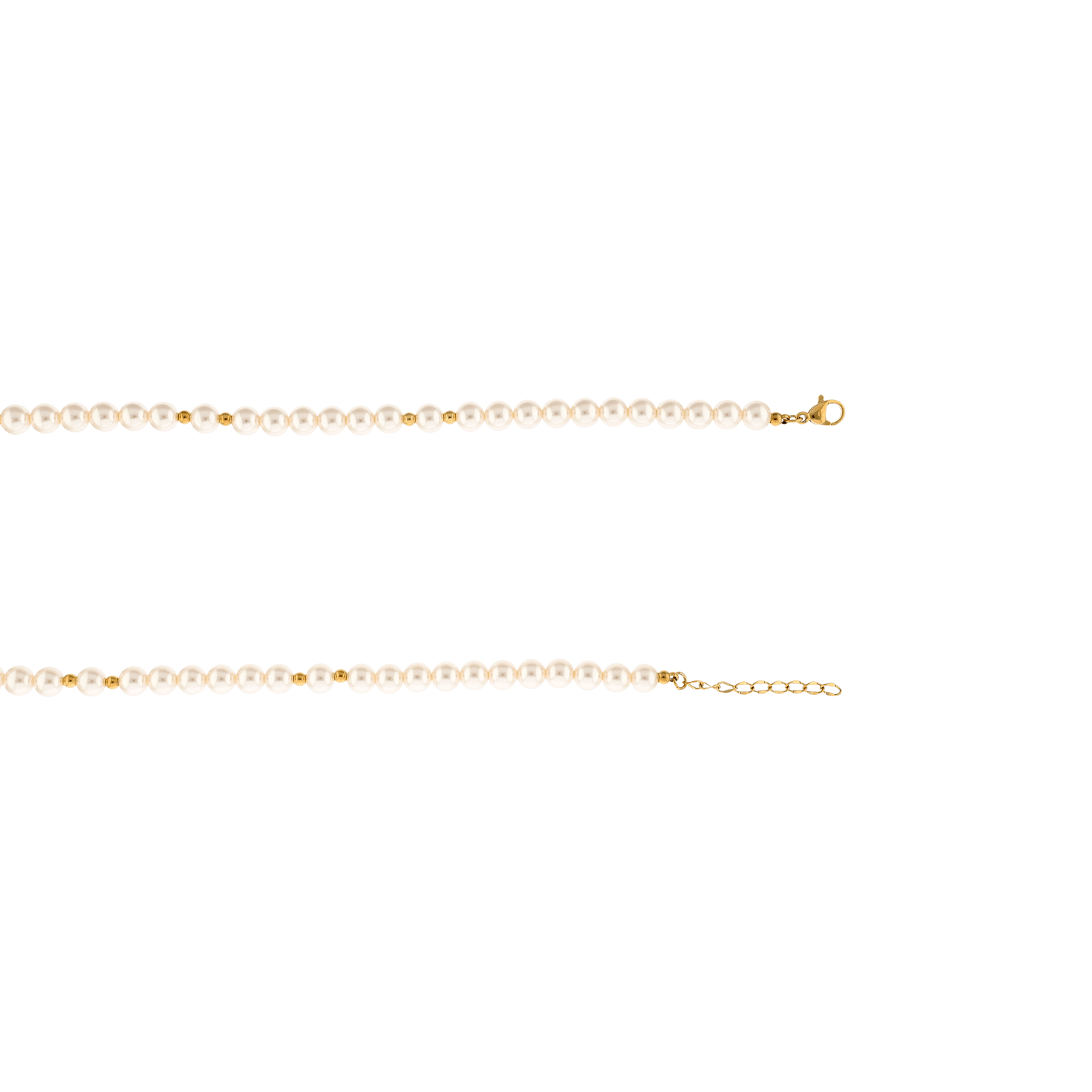 Collier Callas en acier doré avec perle et médaille miraculeuse, 42 cm avec rallonge de 3 cm
