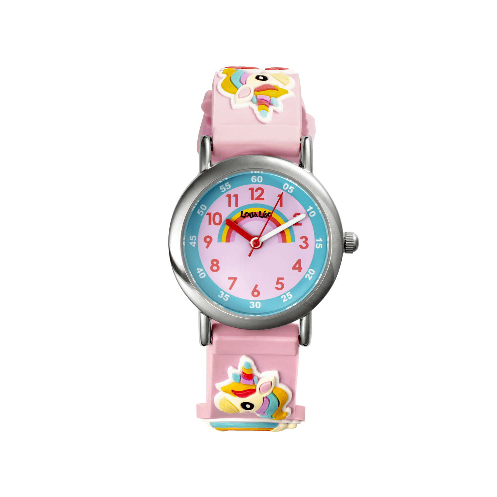 Montre Enfant Lou&Leo Licorne & Arc en ciel Bracelet plastique Rose