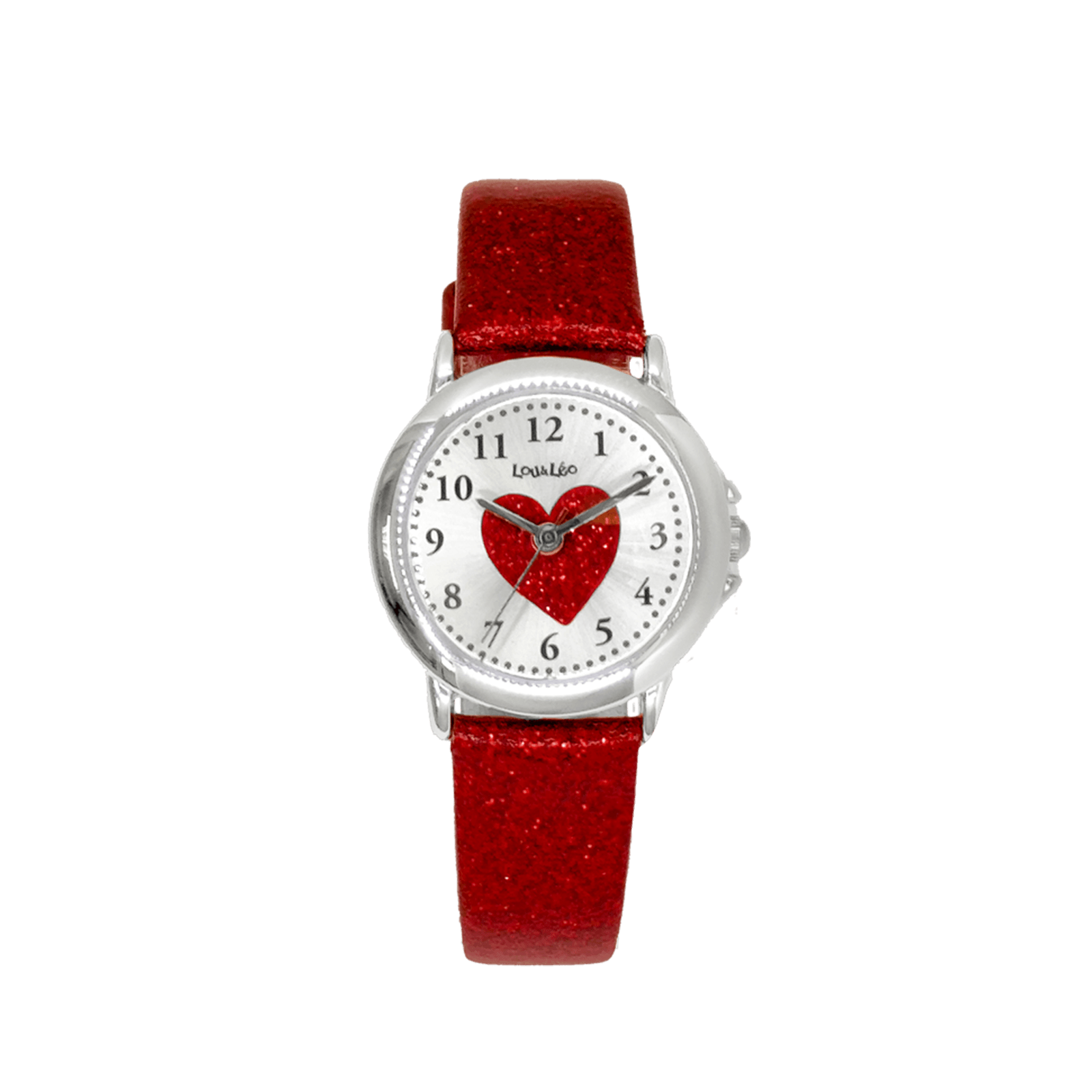 Montre Lou&Leo cœur Bracelet plastique glitter rouge
