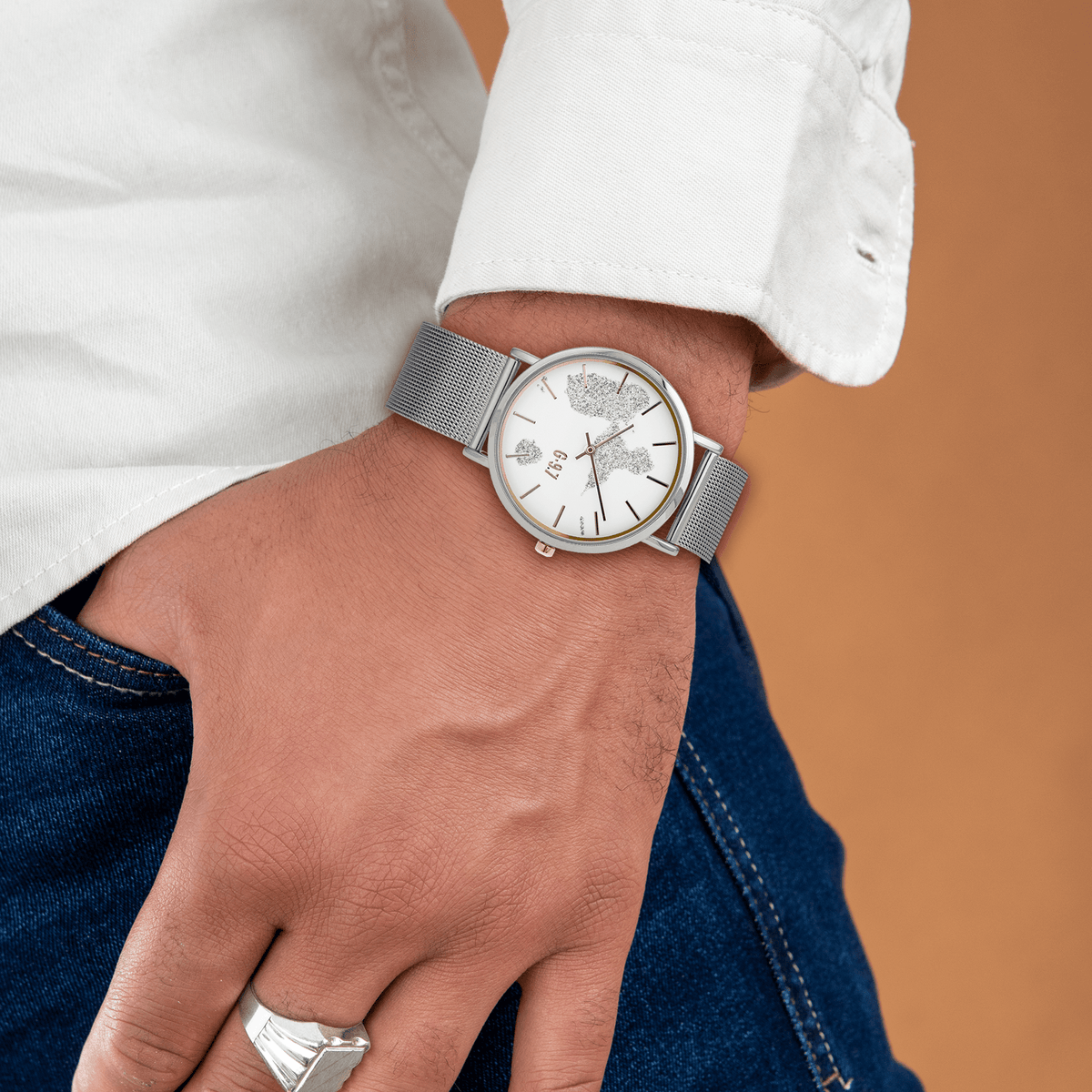 Montre Unisexe G97 36mm Cad Arg Blanc Guadeloupe Argenté Brac Mesh Argenté 17.5mm 3atm