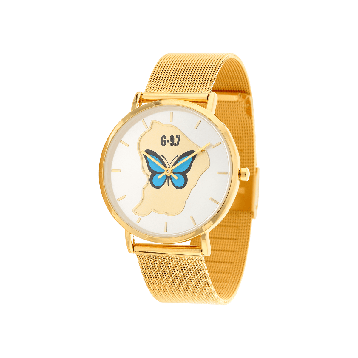 Montre Carte Guyane Papillon Bleu 36.4mm