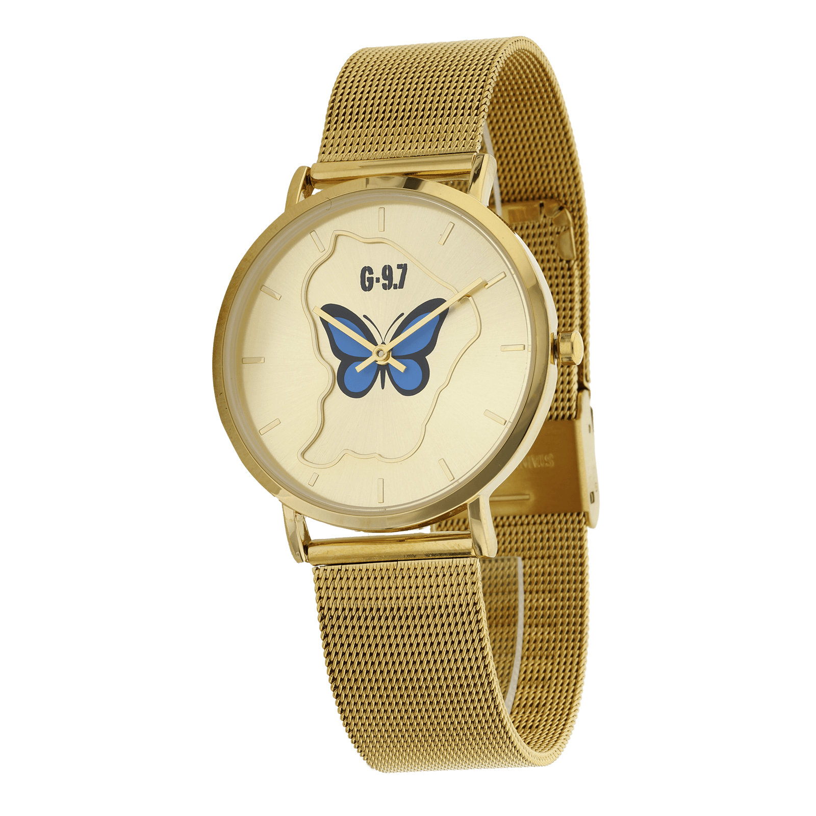 Montre G97 Guyane & Papillon - Bracelet Mesh Et Cadran Gold Sunray