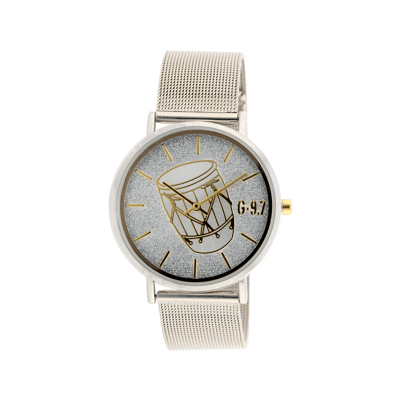 Montre g97 Bracelet maille milanaise ips Cadran paillettes Argent et Gwoka Bicolore 3 atmosphères