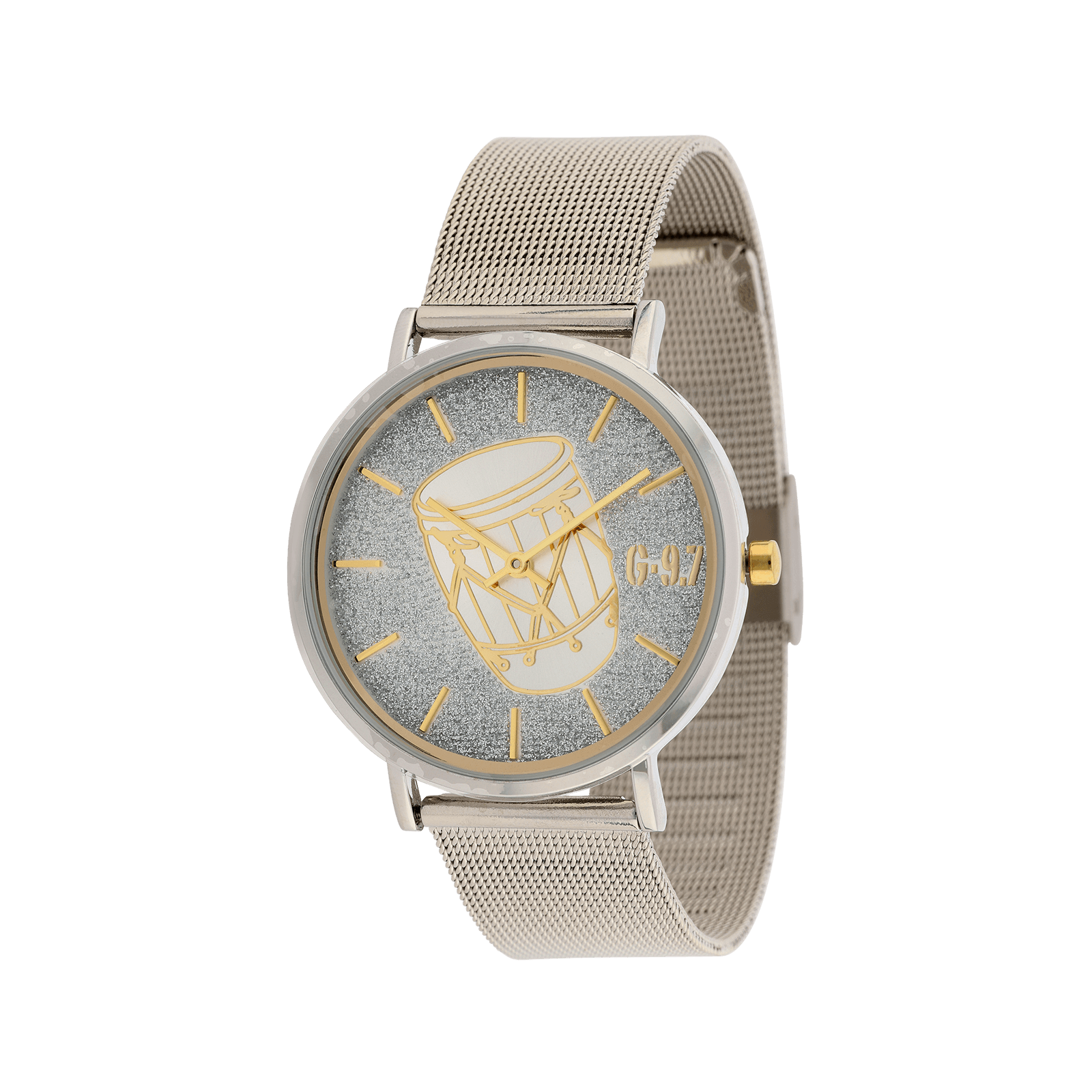 Montre g97 Bracelet maille milanaise ips Cadran paillettes Argent et Gwoka Bicolore 3 atmosphères