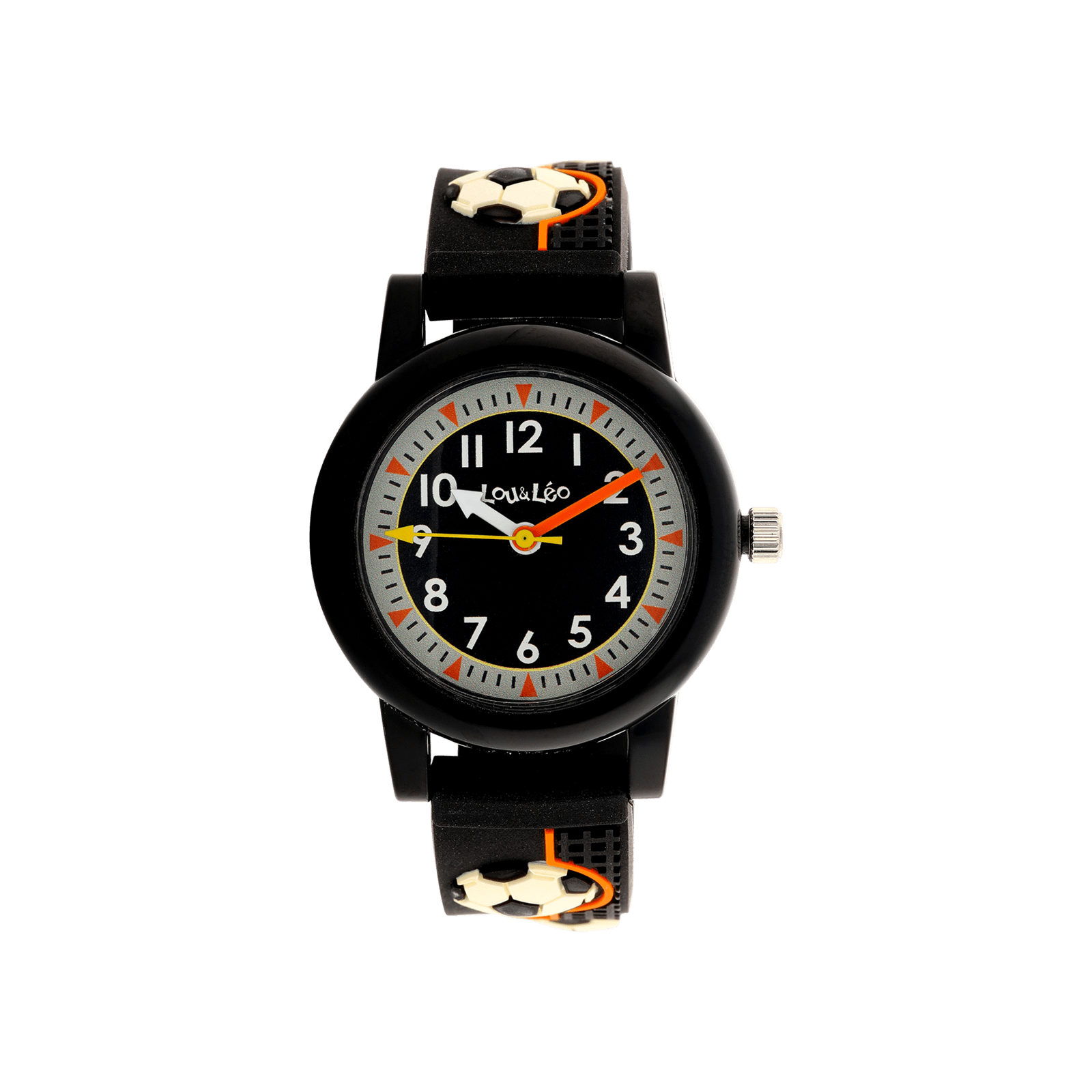 Montre Lou & Leo boite grise bracelet plastique noir et ballons 3 atmosphères